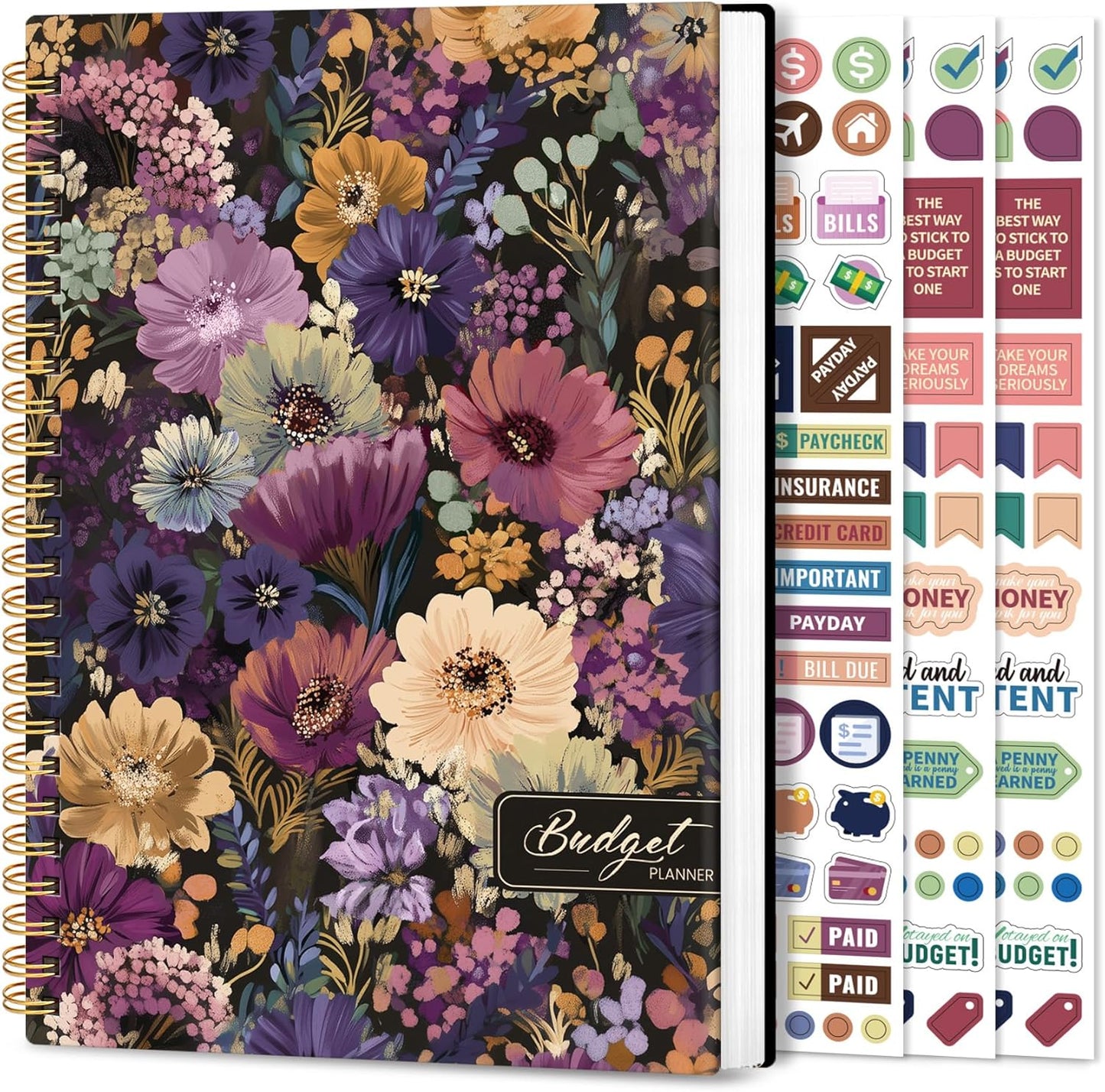 Aesthetic Budget Planner - Monthly Finance Planner with Expense Tracker, Undated Bill Organizer, Budget Notebook to Manage Your Finances, Account Budget Book with Colorful Pattern - Midnight Bloom