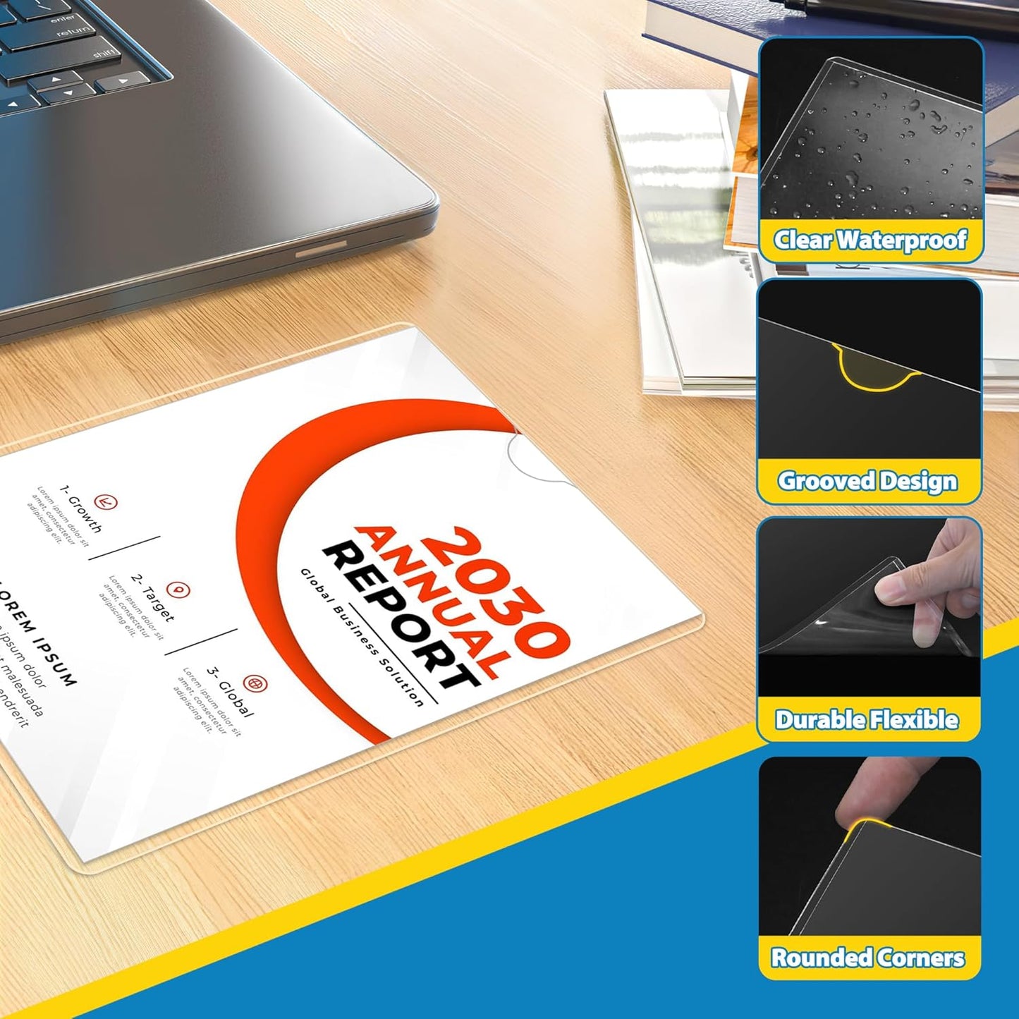 20 Pack Wall Sign Holder 8.5x11 Magnetic Plastic Sign Holder with Magnetic and Adhesive Tapes, Adhesive Clear Display Sign Frame for Fridge, Metal, Wall, Door, Document Protectors Holders