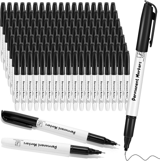 Aodaer 144 Pack Permanent Markers Black 0.5mm Ultra Fine Point Markers, Waterproof, Quick-drying, Smooth Writing Markers for Home Office School Supplies, Works on Wood, Plastic, Metal