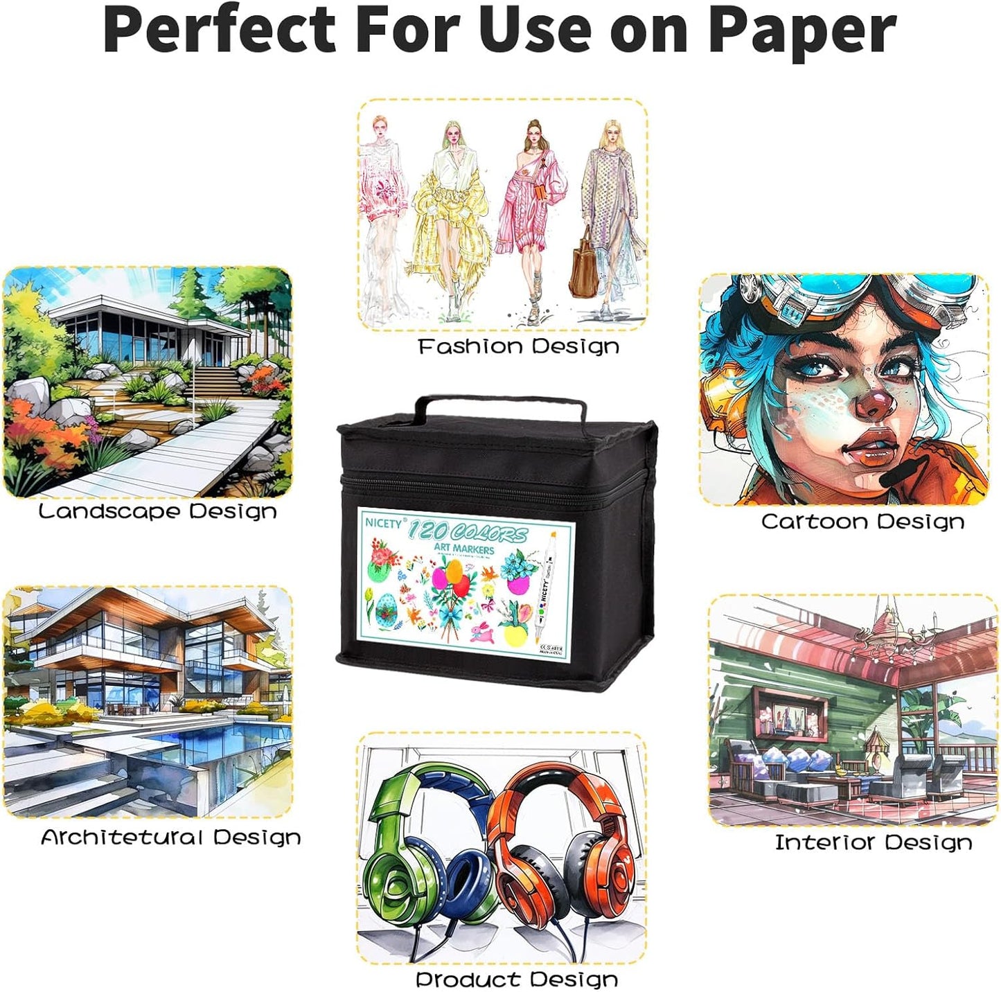 120 Colors Alcohol Markers Dual Tip Brush & Chisel – Alcohol Based Art Marker Set for Sketching, Drawing, Coloring, Painting, Illustration – Markers for Artists, Adults, Beginners