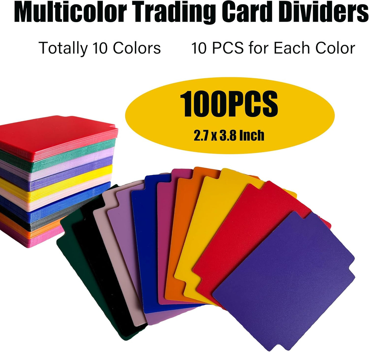 100PCS Trading Card Dividers, 2.7 x 3.8 Inches, 10 Colors, Premium Plastic Card Separator for Sports Game