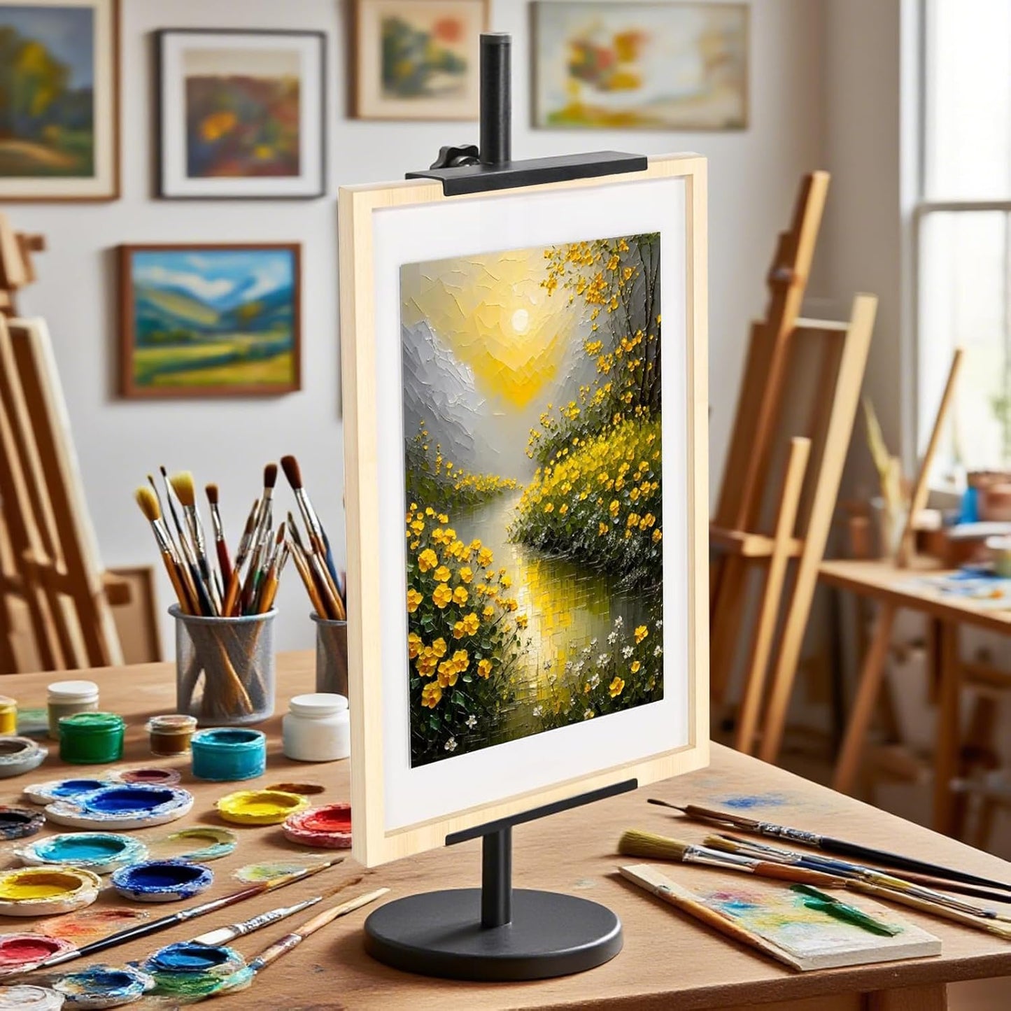 Adjustable Tabletop Easel Stand, Metal Easels for Display, Picture Stands for Display, Heavy Duty Round Base, Larger Non-slip Pads, for Picture, Artwork, Photos,Signs (30in)