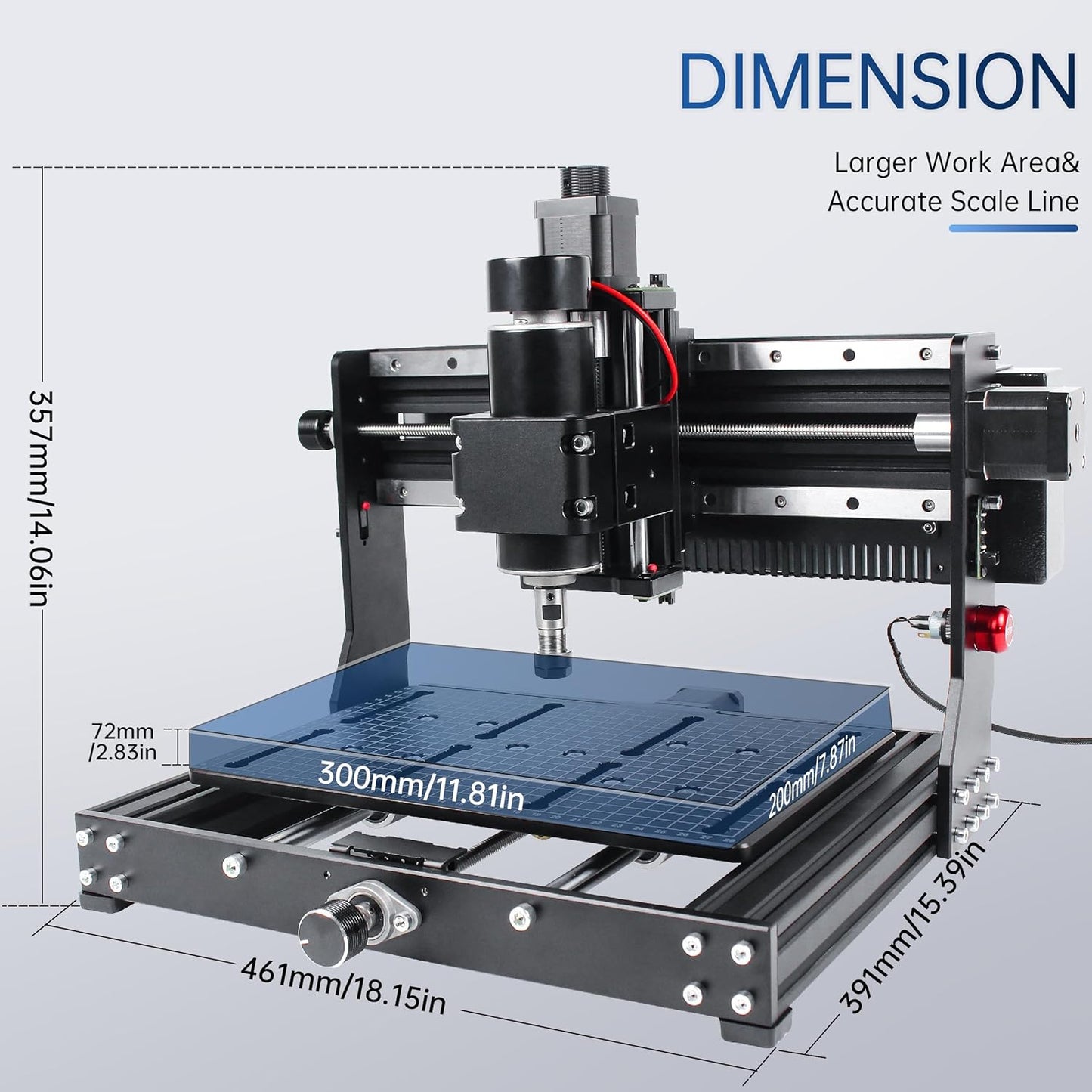 3 Axis 3020 Plus CNC Engraving Machine,500W CNC Wood Router Desktop CNC Machine for Metal Wood Acrylic MDF w/Limit Switche Emergency-Stop, Working Area:11.81 * 7.87 * 2.87 inch