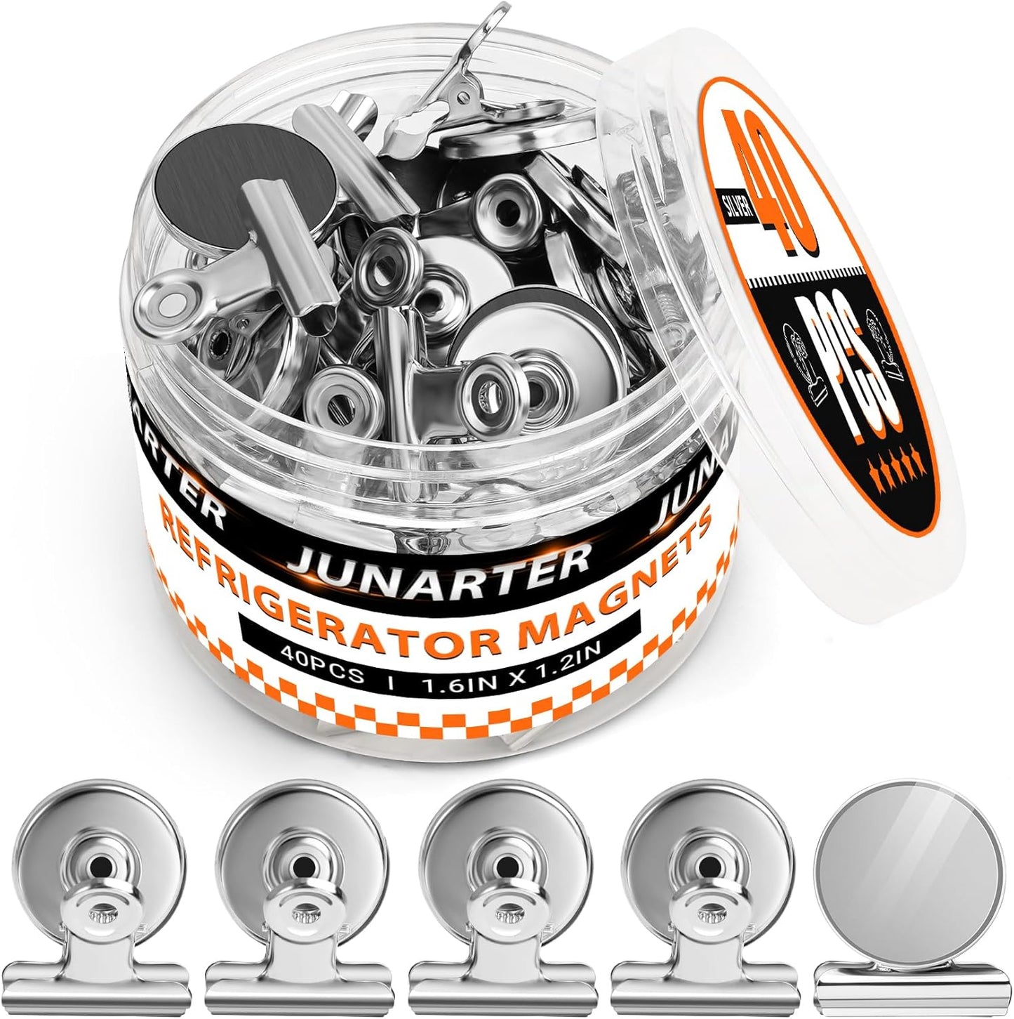 40 Pack Strong Magnetic Clips Heavy Duty, Fridge Magnet Clips, Refrigerator Magnet Clip, Whiteboard Magnets Clip, Non-Scratch Magnets, Locker Magnet for School, Office, Home, Kitchen