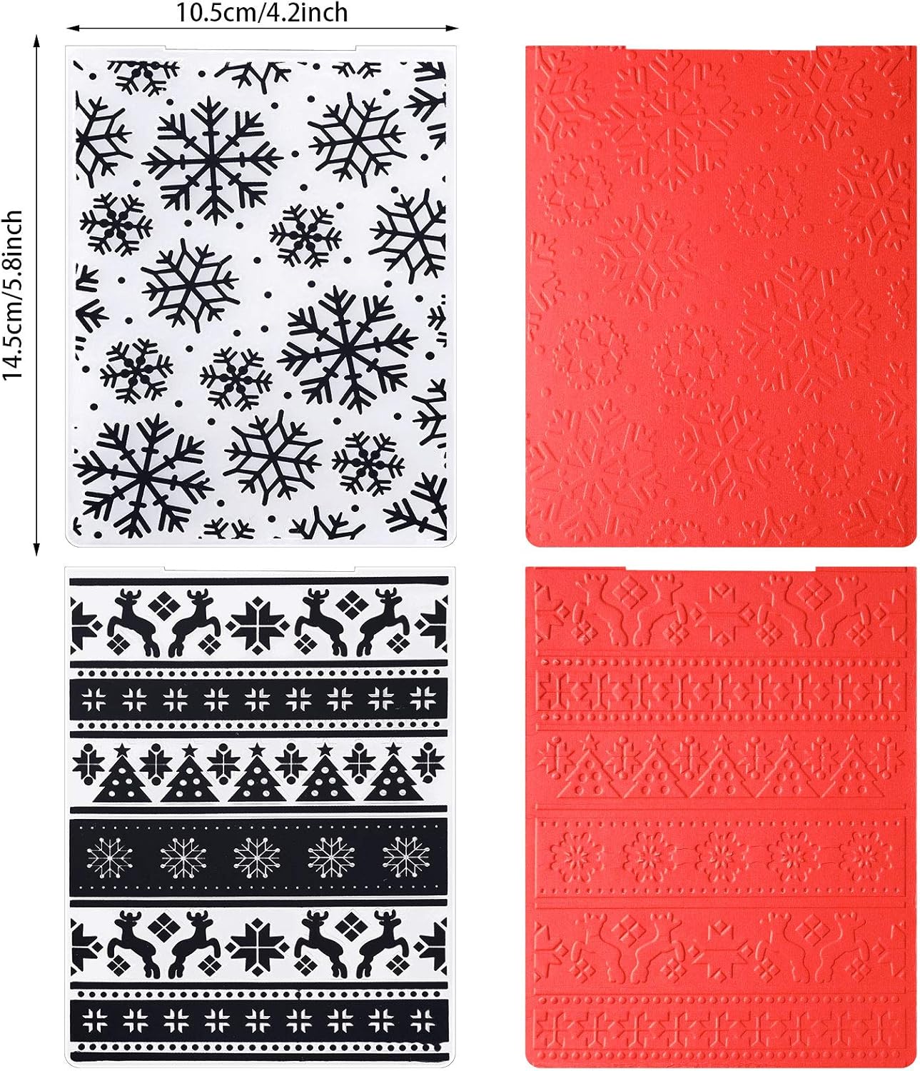4 Pieces Christmas Plastic Embossing Folder Christmas Embossing Template Snowflake Bells Pattern Scrapbooking Embossing for Christmas Craft Cards Decorations