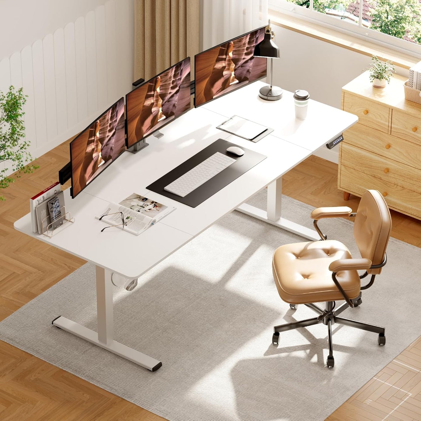 Adjustable Standing Desk, Large 79x31 Inches Standing Desk with Cable Management, Height Adjustable Home Office Computer Desk with Memory Preset&Charging USB Port&Sedentary Reminder