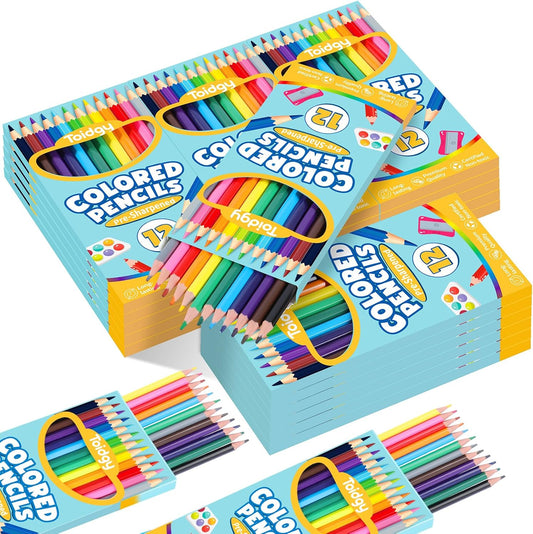 288 Count Colored Pencils Bulk, 24 Packs Colored Pencils for Kids 12 Colors, Pre-sharpened Coloring Pencil for Adults, Bulk School Supplies for Teachers, Back to School Supplies, Classroom Prizes