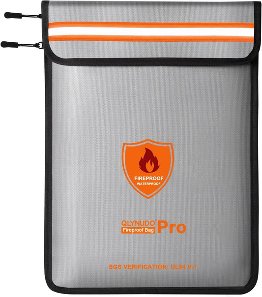 4200℉ Fireproof Document Bag, Important Waterproof Document Holder with Thermal Insulation Layer, Legal Size Fireproof Envelope with Zipper/Reflective Strip
