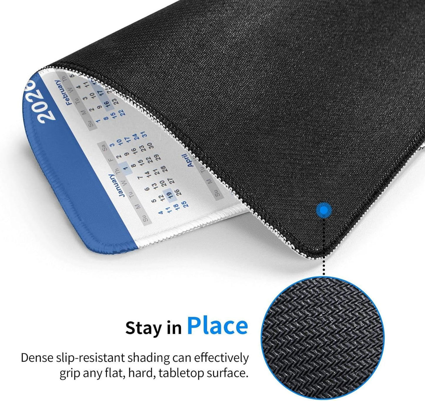 2026 Calendar Mouse Pad, Calendar with Holiday Mouse Pad for Desk, Stitched Edge Mousepad with Non-Slip Rubber Base, Gaming Mouse Mat for Computer Laptop Home Office