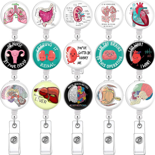15 Pcs Funny Badge Holders - Retractable Cute Badge Reels, Perfect for Men & Women