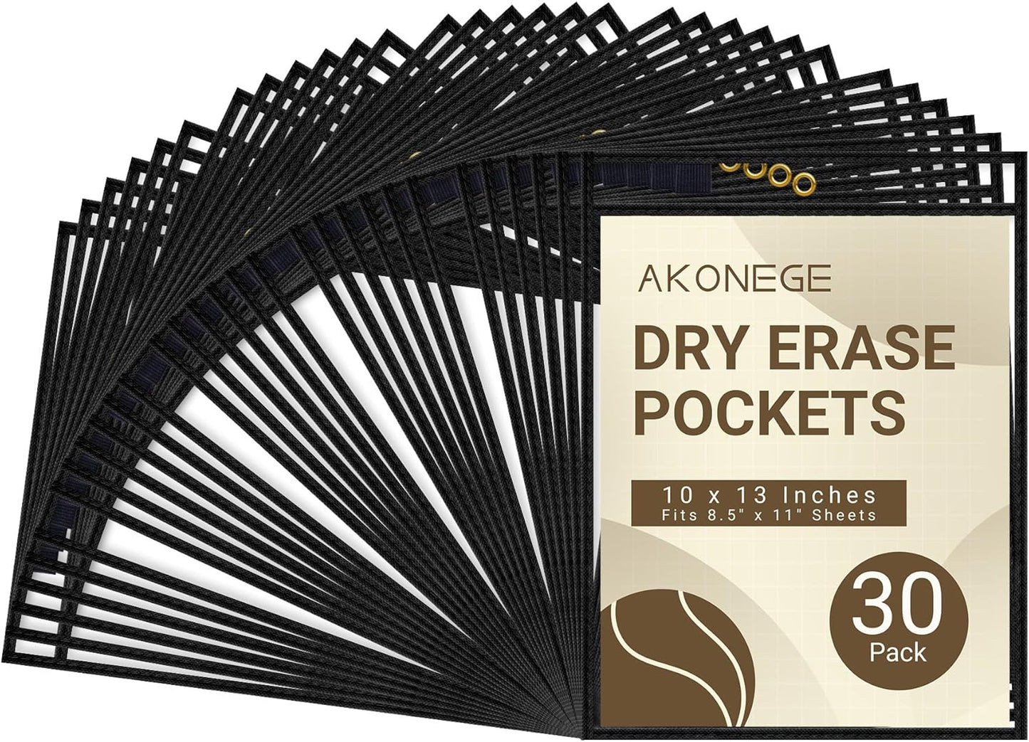 30 Pack Oversized Dry Erase Pocket Sleeves Reusable 10 x 13 Inches Black Shop Ticket Holders Clear Plastic Sleeves Sheet Protectors for Documents, Teacher Classroom & Office Supplies