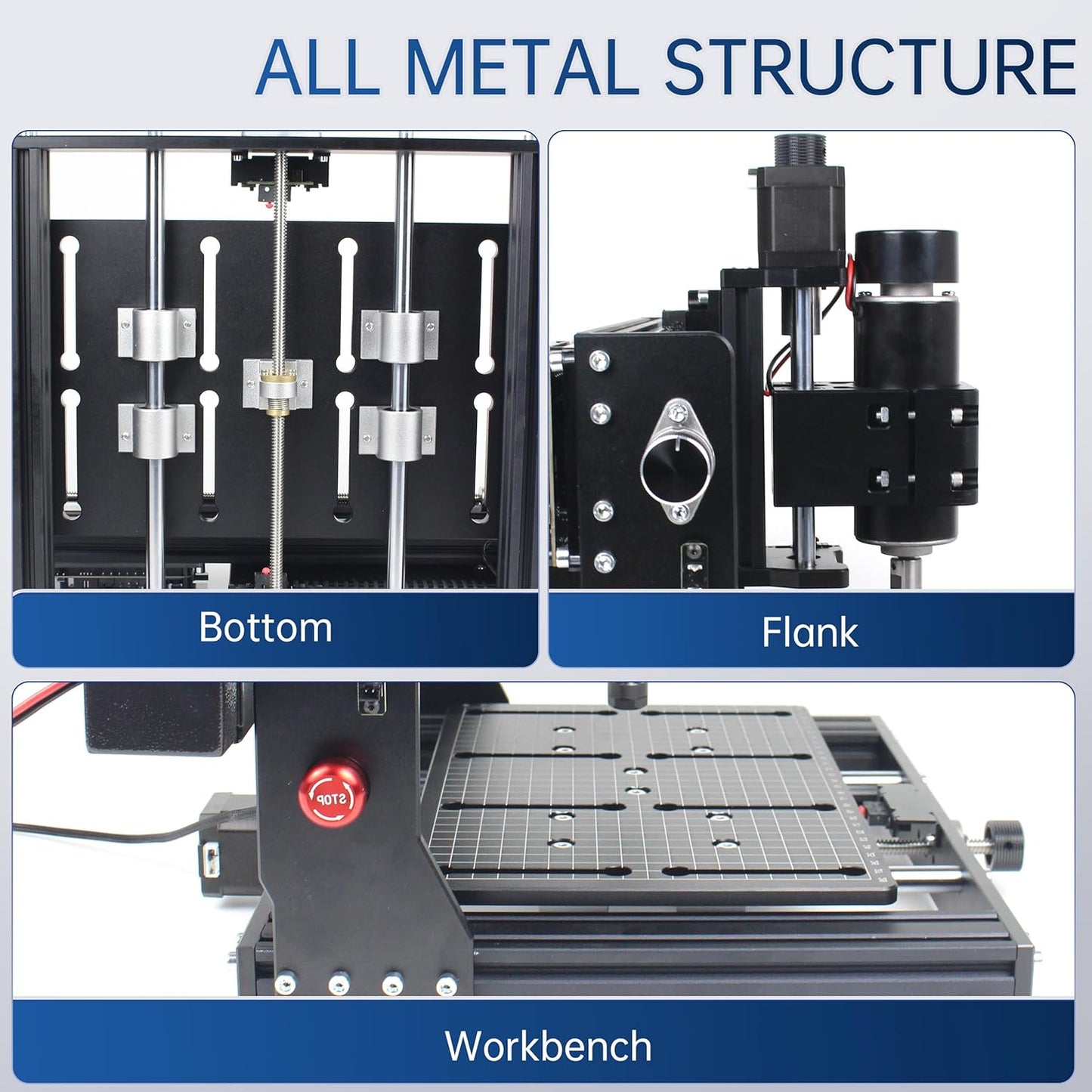 3 Axis 3020 Plus CNC Engraving Machine,500W CNC Wood Router Desktop CNC Machine for Metal Wood Acrylic MDF w/Limit Switche Emergency-Stop, Working Area:11.81 * 7.87 * 2.87 inch