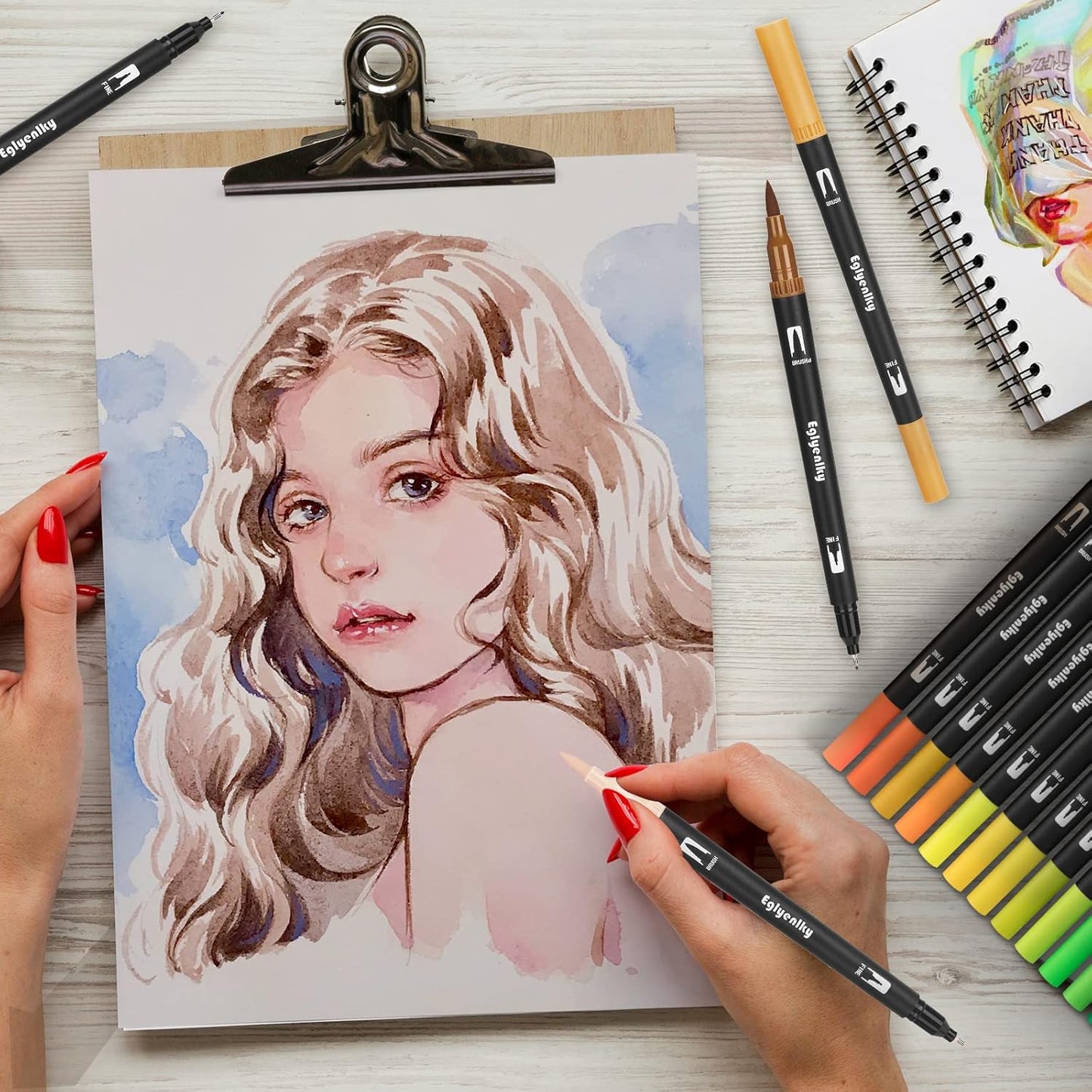 72 Markers Coloring Book for Adult, Dual Brush Marker Pens with Fine and Brush Tip for Kid Adult Artist Drawing Coloring Journaling Lettering Calligraphy