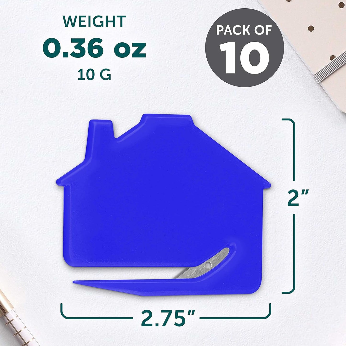House Letter Openers Set of 10, Bulk Pack - Perfect for Home or Office - Blue