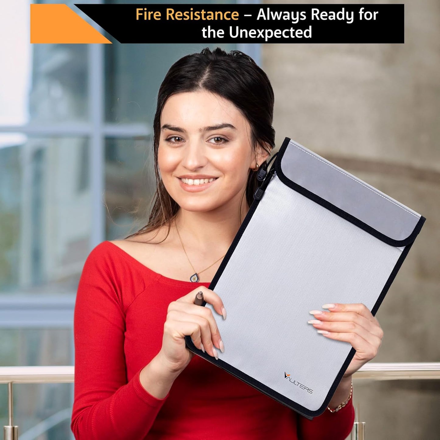 2000°F Upgraded Fireproof Document Bag - 15"x11" Fireproof & Waterproof Document Bag with Dual Pockets & Zipper, Silicone-Coated Fire Safe Bag for Cash, Documents, Passport, Valuables & Legal Files