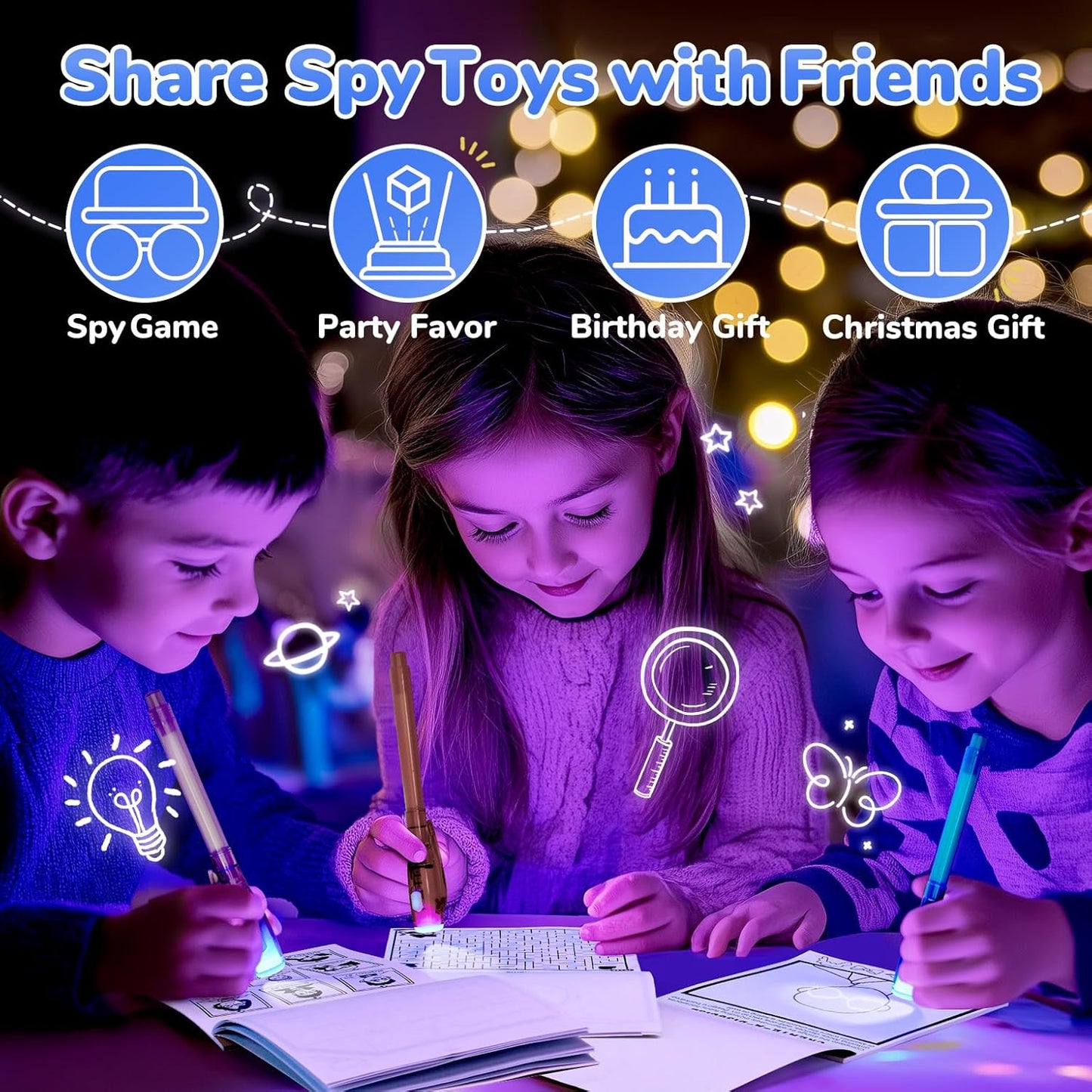 JoyCat 6 Pcs Invisible Ink Pens with UV Light for Kids with Notebooks,Spy Pen Magic Markers for Secret Message,Class Prizes for Students Bulk,Birthday Gift for Boys Girls