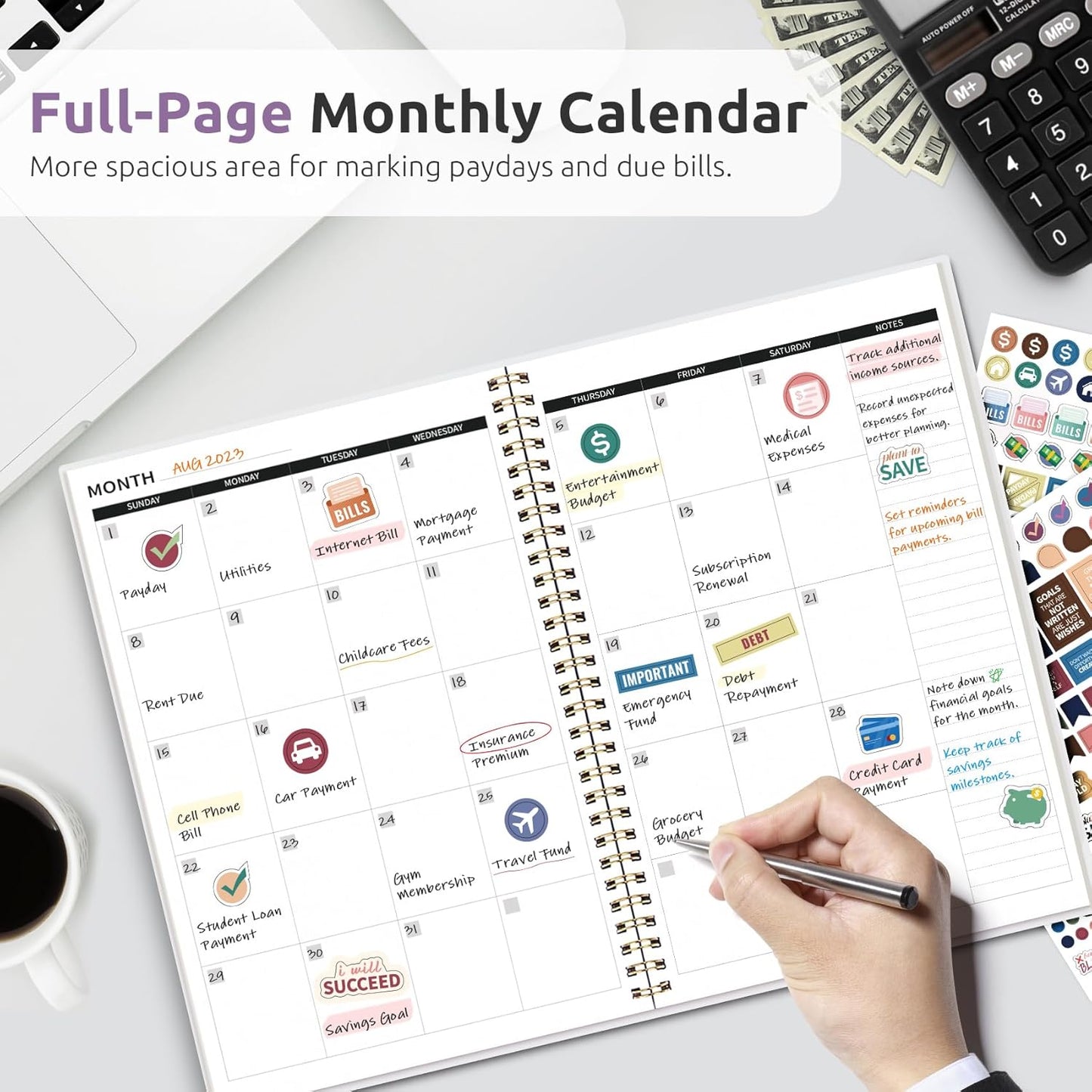 Aesthetic Budget Planner - Monthly Finance Planner with Expense Tracker, Undated Bill Organizer, Budget Notebook to Manage Your Finances, Account Budget Book with Colorful Pattern - Distant Peaks