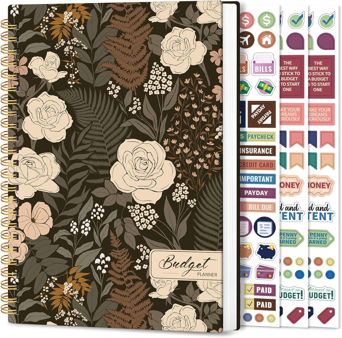 Aesthetic Budget Planner - Monthly Finance Planner with Expense Tracker, Undated Bill Organizer, Budget Notebook to Manage Your Finances, Account Budget Book with Colorful Pattern - Wild Rose