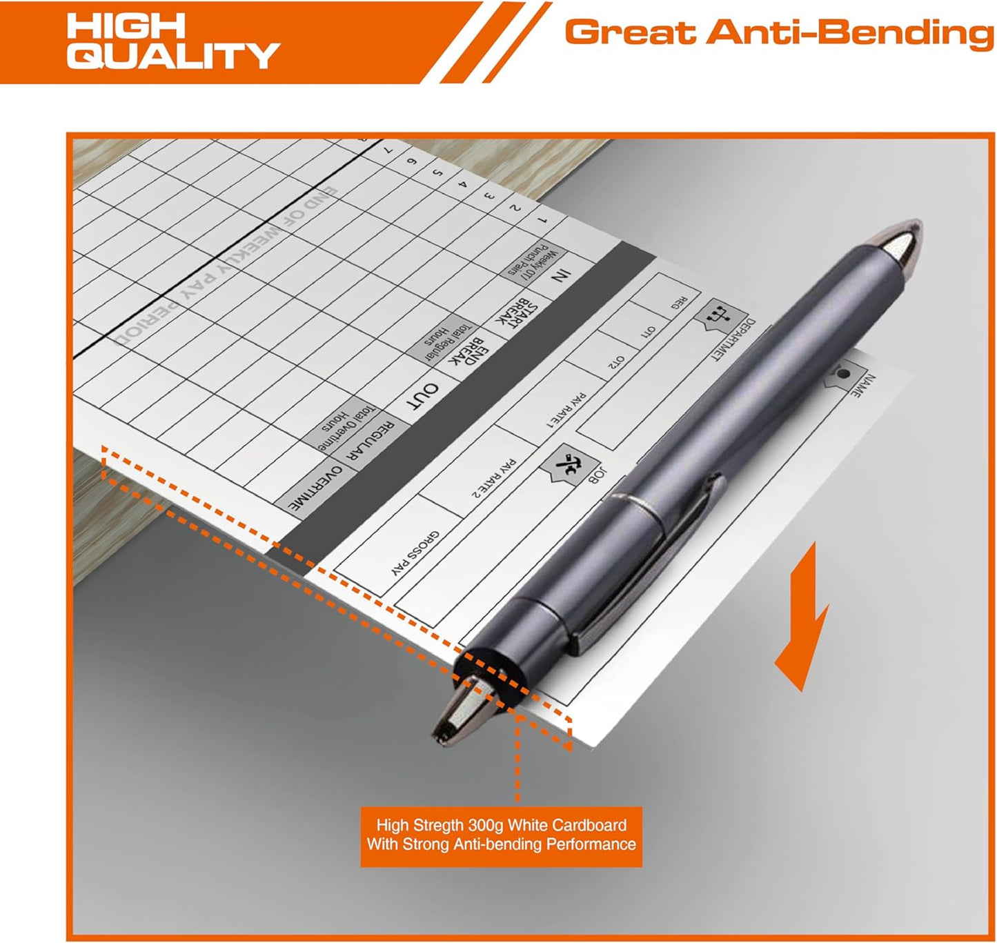 300 time Cards for HN4000, HN2000, HN2500, HN4500 time Clocks and More, Card Numbers 1-50, with pre-Punched Holes Employee time Cards (with Separate Box)