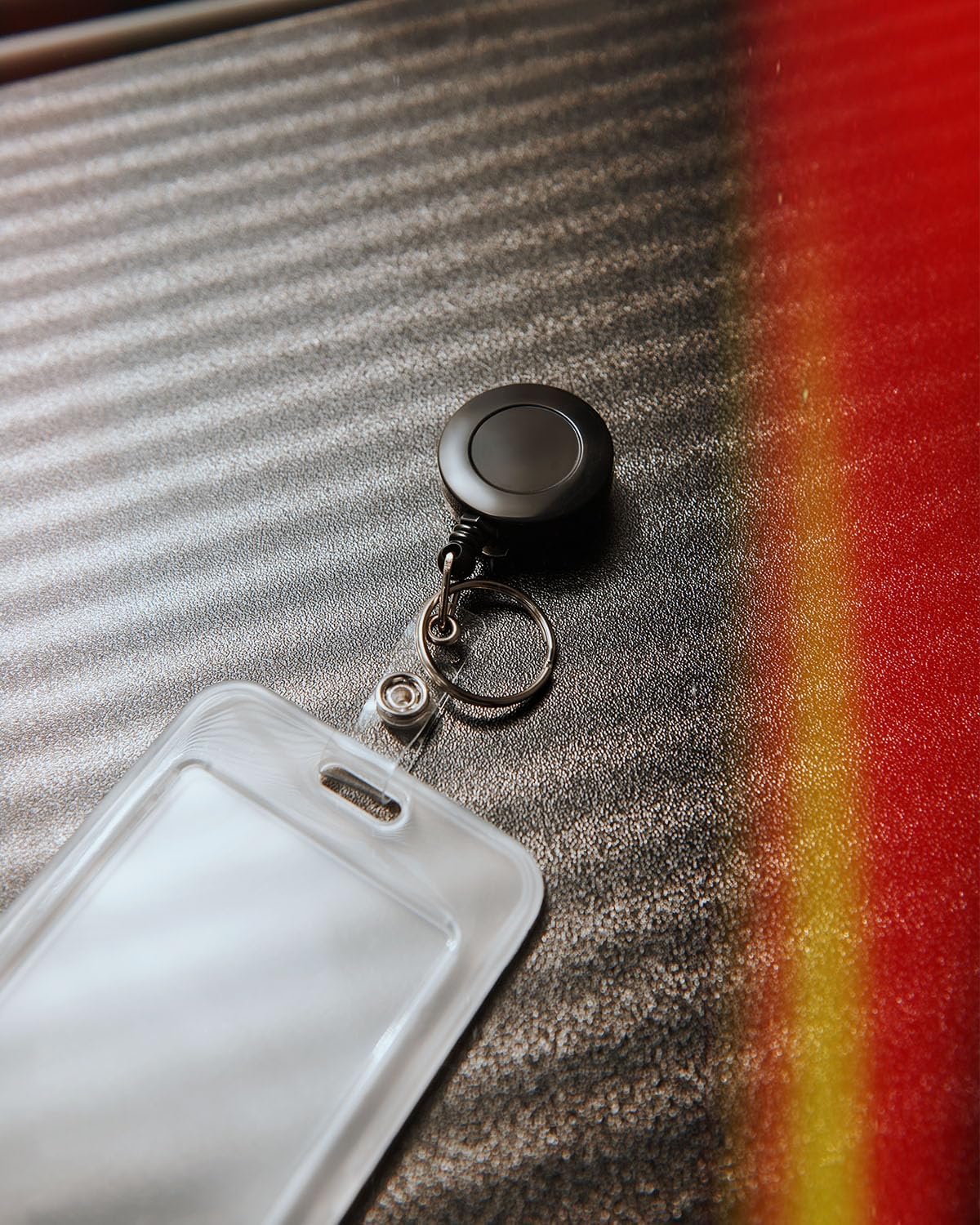 2 Pack Badge Reels Retractable with Key Rings, ID Badge Holder with 2 pcs Waterproof Extra Thick ID Card Holders, Alligator Clip (Black)