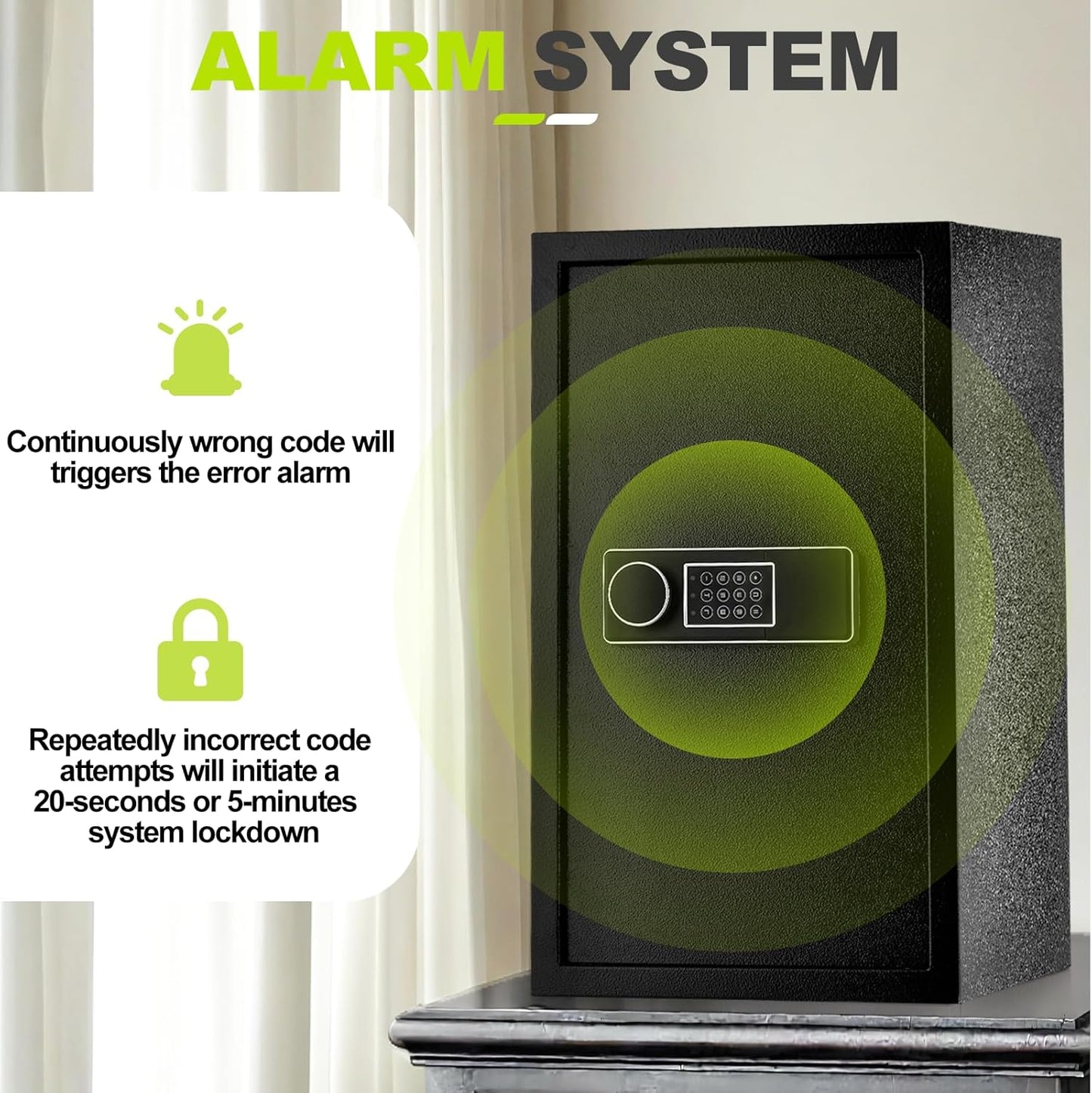 2.3 Cuft Safe Box for Home with Fireproof Document Bag, Anti-Theft Digital Safe with Electronic Keypad, 12.2 x 13.8 x 23.6 Inches (Exterior), Black