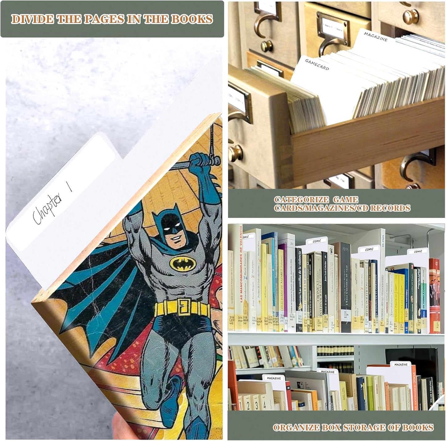 30 Pieces Comic Book Dividers with Tabs,Patient Divider Cards,Card Dividers Comic Book Boards for Storage Boxes 11.22 X 7.24 Inche