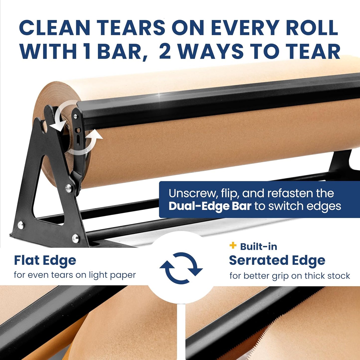 DIY Crew 24 Inch Paper Roll Dispenser and Cutter - Heavy-Duty Wall Mountable, Non Slip Tabletop - Kraft, Freezer, Butcher Paper - Up to 1000ft Rolls