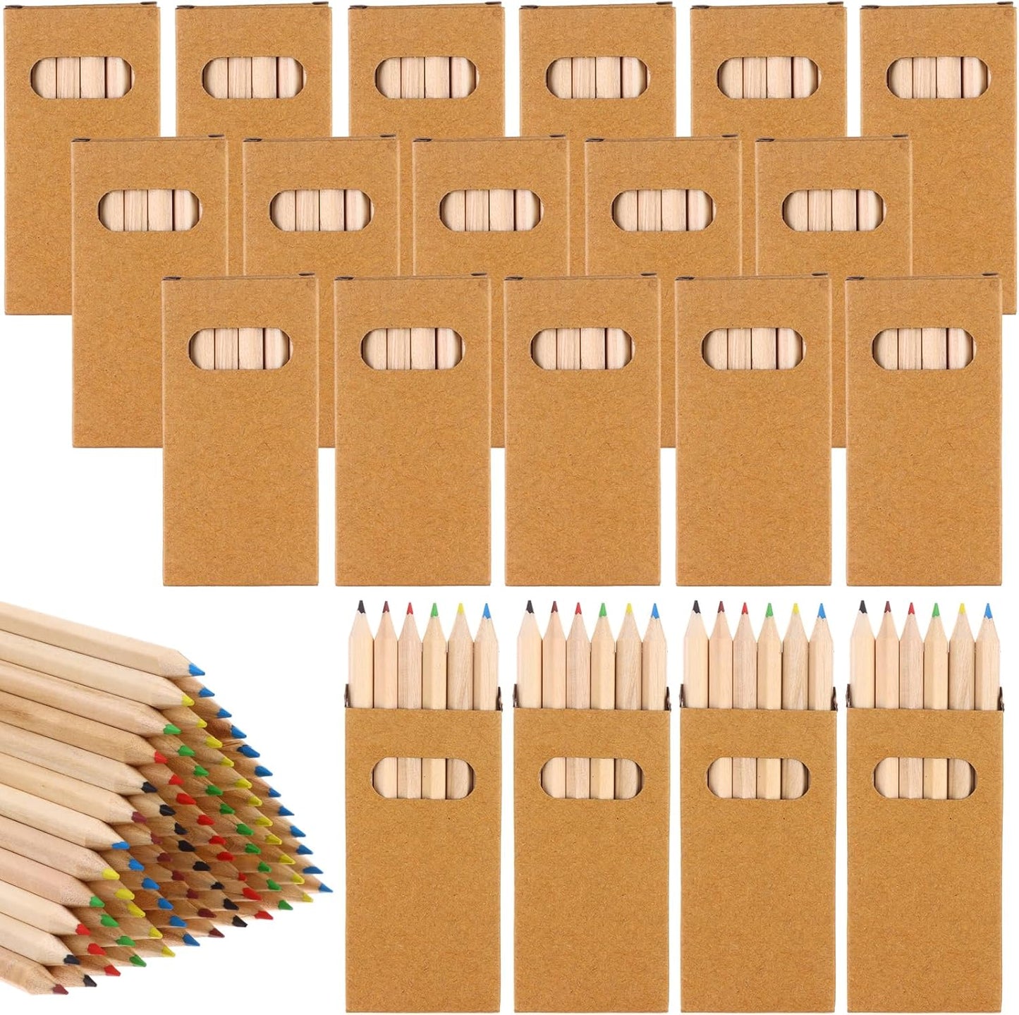 120Pcs/20 Boxs Boxs Colored Pencils Bulk Mini Drawing Pencils Set for Kids, 3.5inch Short Fat Color Pencils for Adult Coloring Books, Classroom School Drawing Birthday Wedding Party Favors