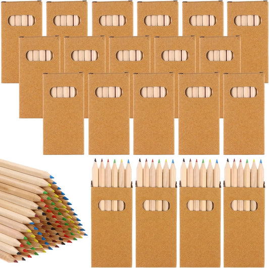 120Pcs/20 Boxs Boxs Colored Pencils Bulk Mini Drawing Pencils Set for Kids, 3.5inch Short Fat Color Pencils for Adult Coloring Books, Classroom School Drawing Birthday Wedding Party Favors