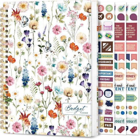 Aesthetic Budget Planner - Monthly Finance Planner with Expense Tracker, Undated Bill Organizer, Budget Notebook to Manage Your Finances, Account Budget Book with Colorful Pattern - Wildflowers