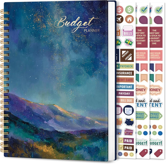 Aesthetic Budget Planner - Monthly Finance Planner with Expense Tracker Notebook, Undated Bill Organizer to Manage Your Finances, Account Book with Colorful Pattern-Starlit Peaks