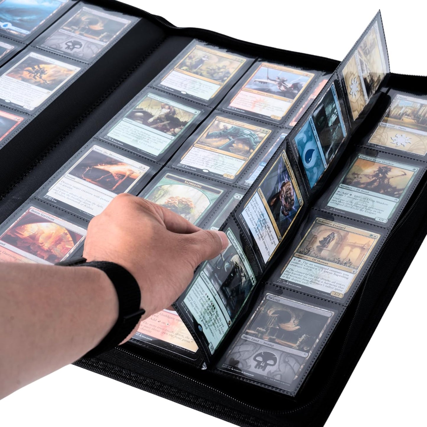 1408+ Pockets Trading Card Binder, 16-Pocket Card Ablum Compatible with MTG,Sports Cards & Other Standard Size Trading Card (Black)