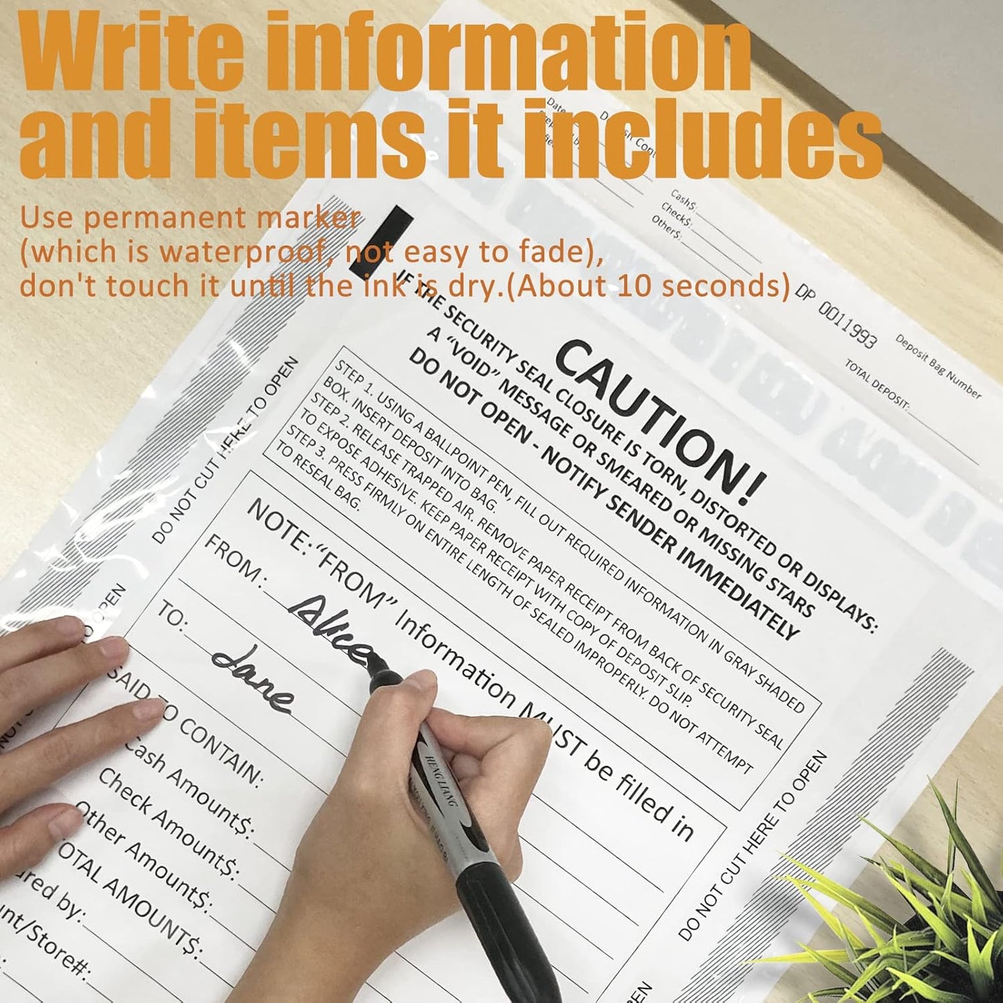 10 x 13 Inch Deposit Bags Security Pocket Bank Deposit Envelopes (White, 100 Pack)