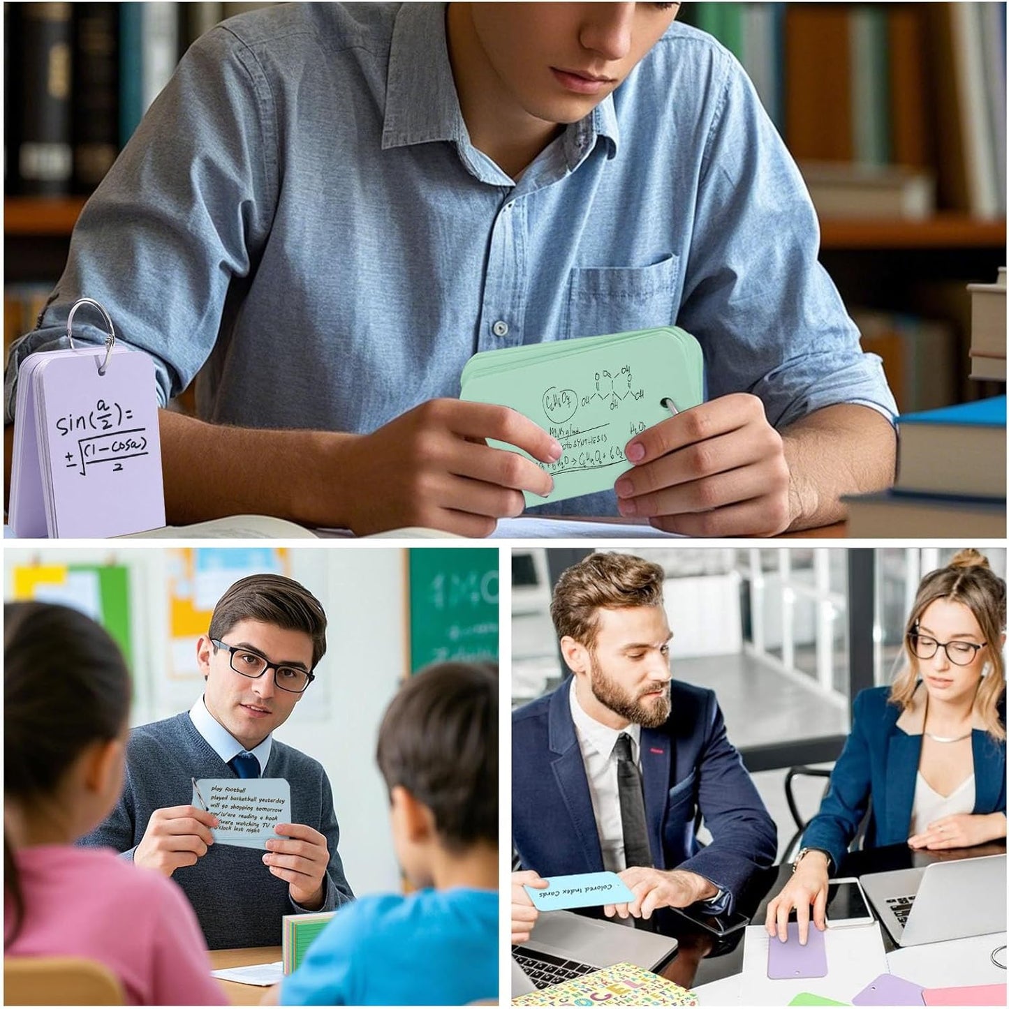 Koogel Index Cards 3x5, 480PCS, Colored Index Cards with Ring for Back to School, Heavyweight Notecard Flashcard for Studying Learning College Memory Recipe Game Teacher Classroom Supplies, 6 Colors