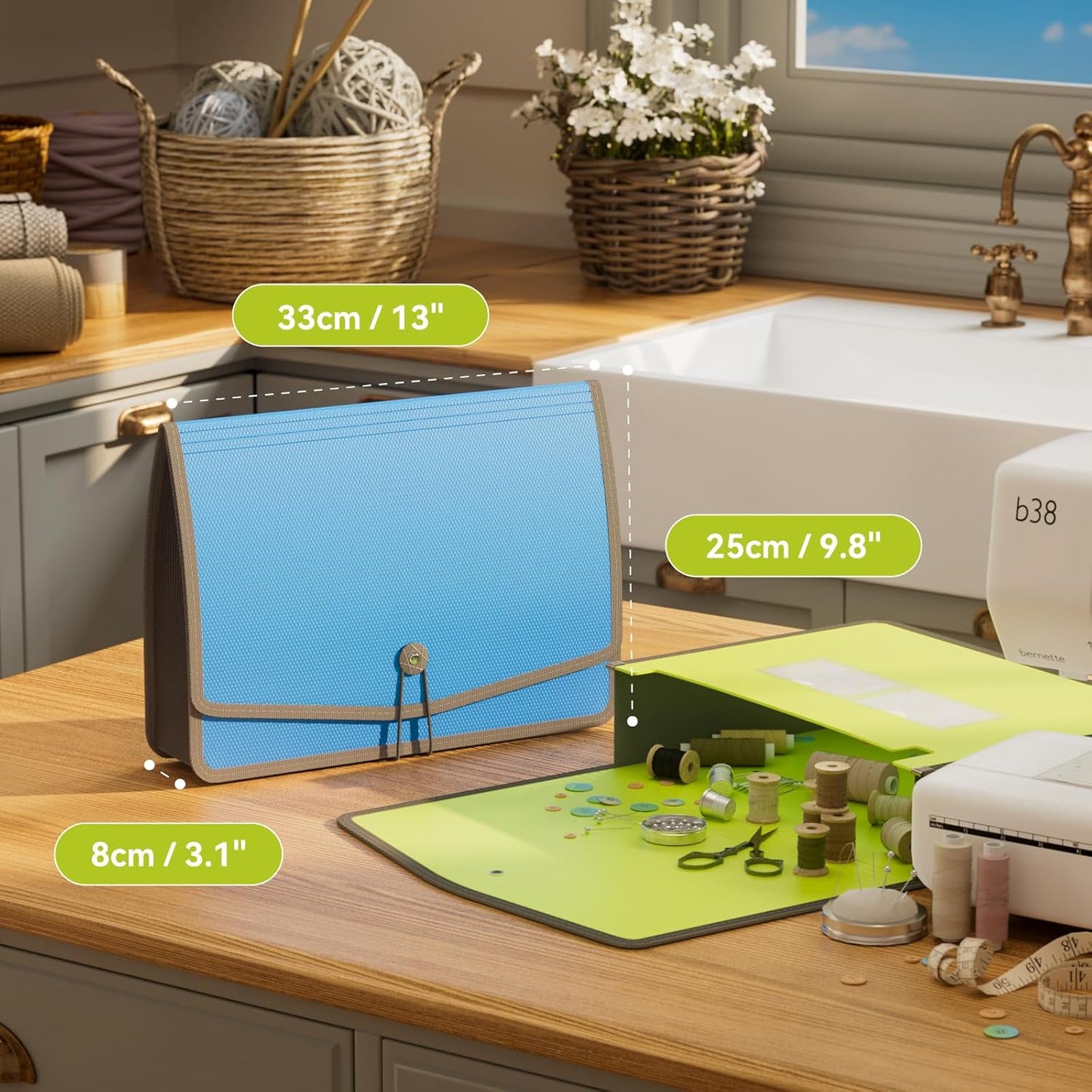 ABC life 3 Pack Expanding File Folder Organizer Poly Pockets A4/Letter Size, Plastic Expandable File Wallet/Colorful Document Folder with Elastic Closure, Premium Accordion File Pouch, 2 Card Holder