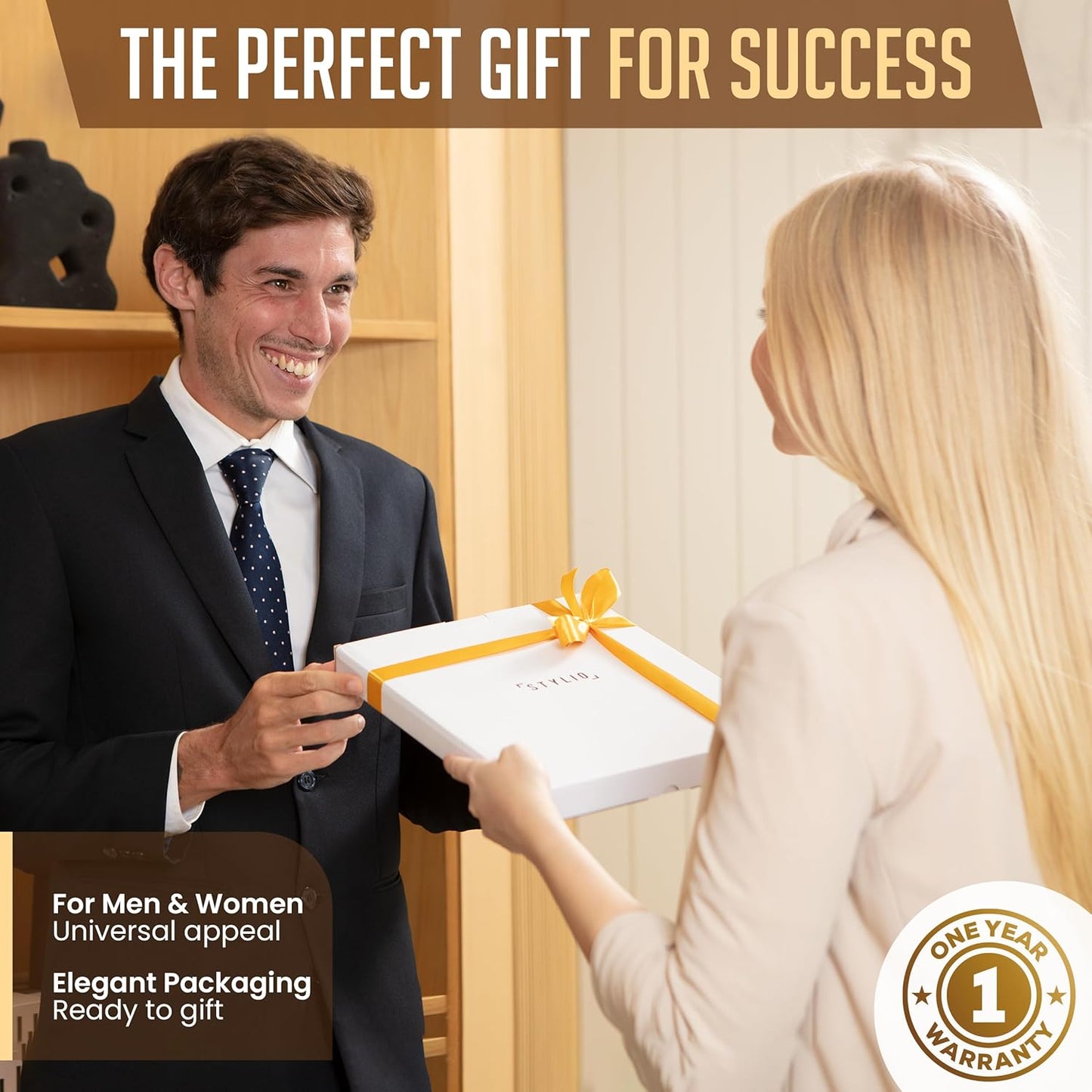 STYLIO Padfolio Portfolio Organizer Binder | Interview Resume Folder, Legal Document, Business Card Holder |w/Letter-Sized Notepad | Handsome Piano Noir Faux Leather Folio Matte Finish, Accent Stitch