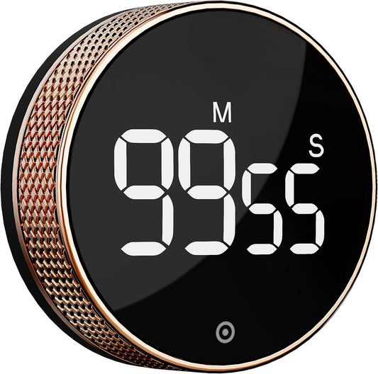 BlueSnail Kitchen Timer with LED Digital Display Smart Efficana for Home Classroom Gym Office, Volume and Brightness Adjustable Productivity Timer (Rose Gold)