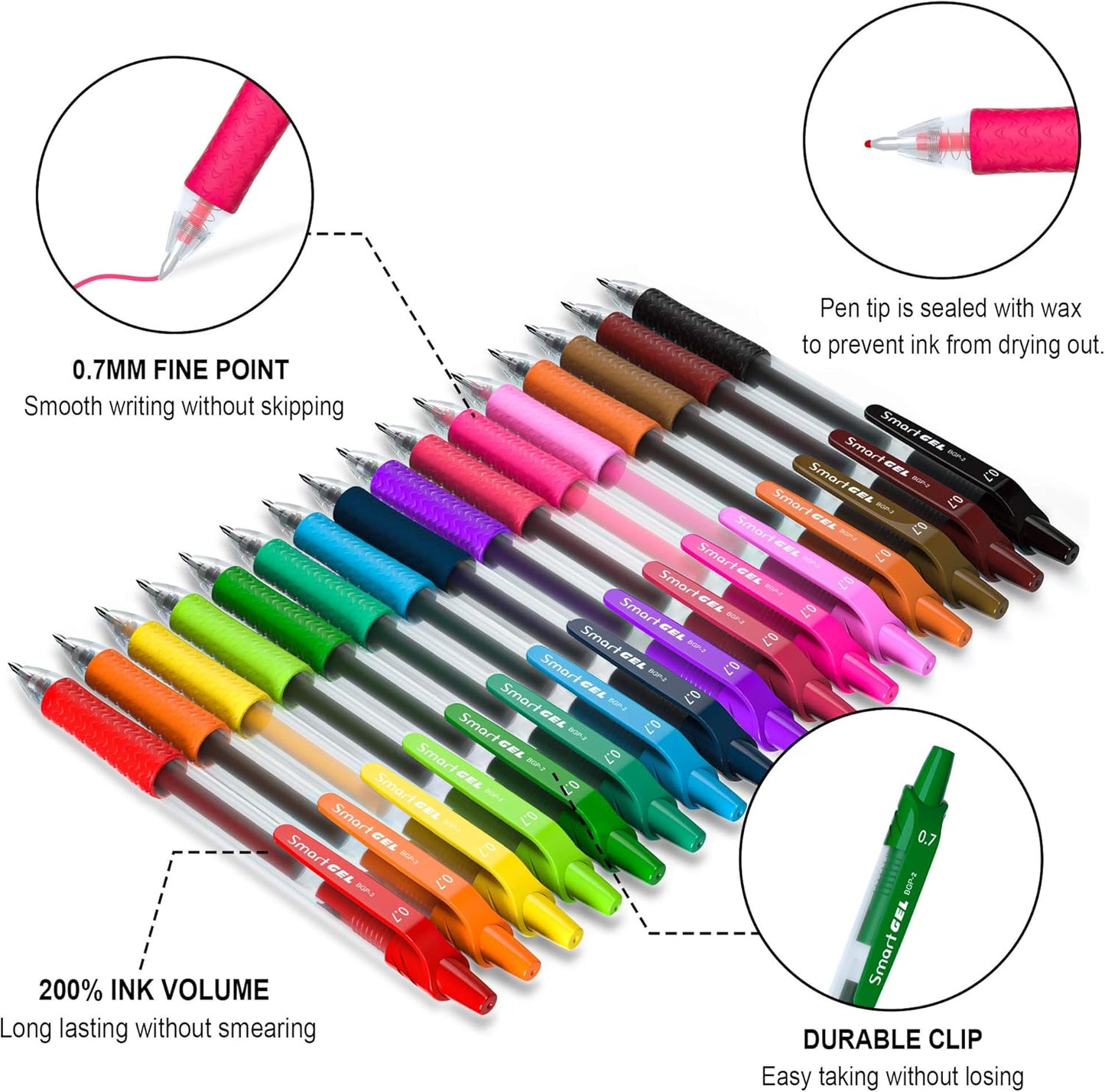 20 Colors Medium Point Colored Pens Retractable Gel Ink Pens with Comfort Grip,Smooth Writing for Journal Notebook Planner in Office Home (20 Colors) (20 Colors) (20 Colors)