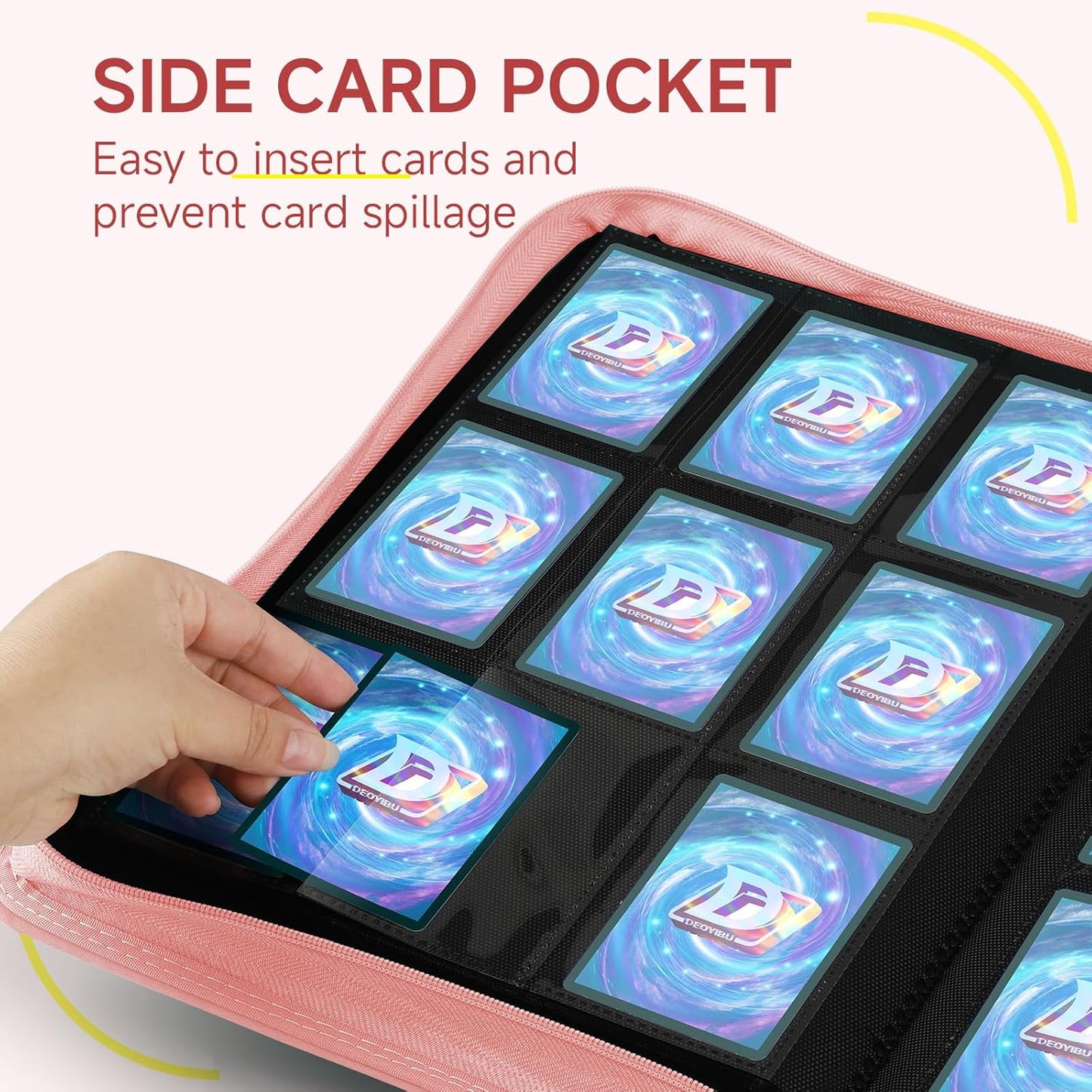 9 Pocket Card Binder,360 Pockets Trading Card Binder,Double Sided Pocket Collection Binder,Card Folder for MTG,TCG,Game Cards,Sport Cards,Pink