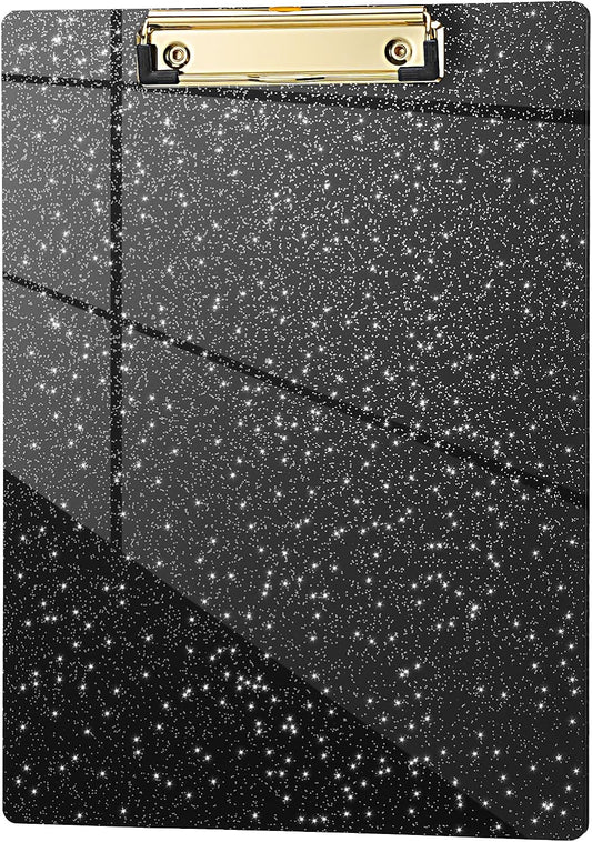 Hongri Plastic Acrylic Glitter Clipboard, 8.5x11" Stardard Letter A4 Size Clipboards for Classroom, Taecher, Women.Cute Confetti Clip Board, Office Supplies, School Supplies.