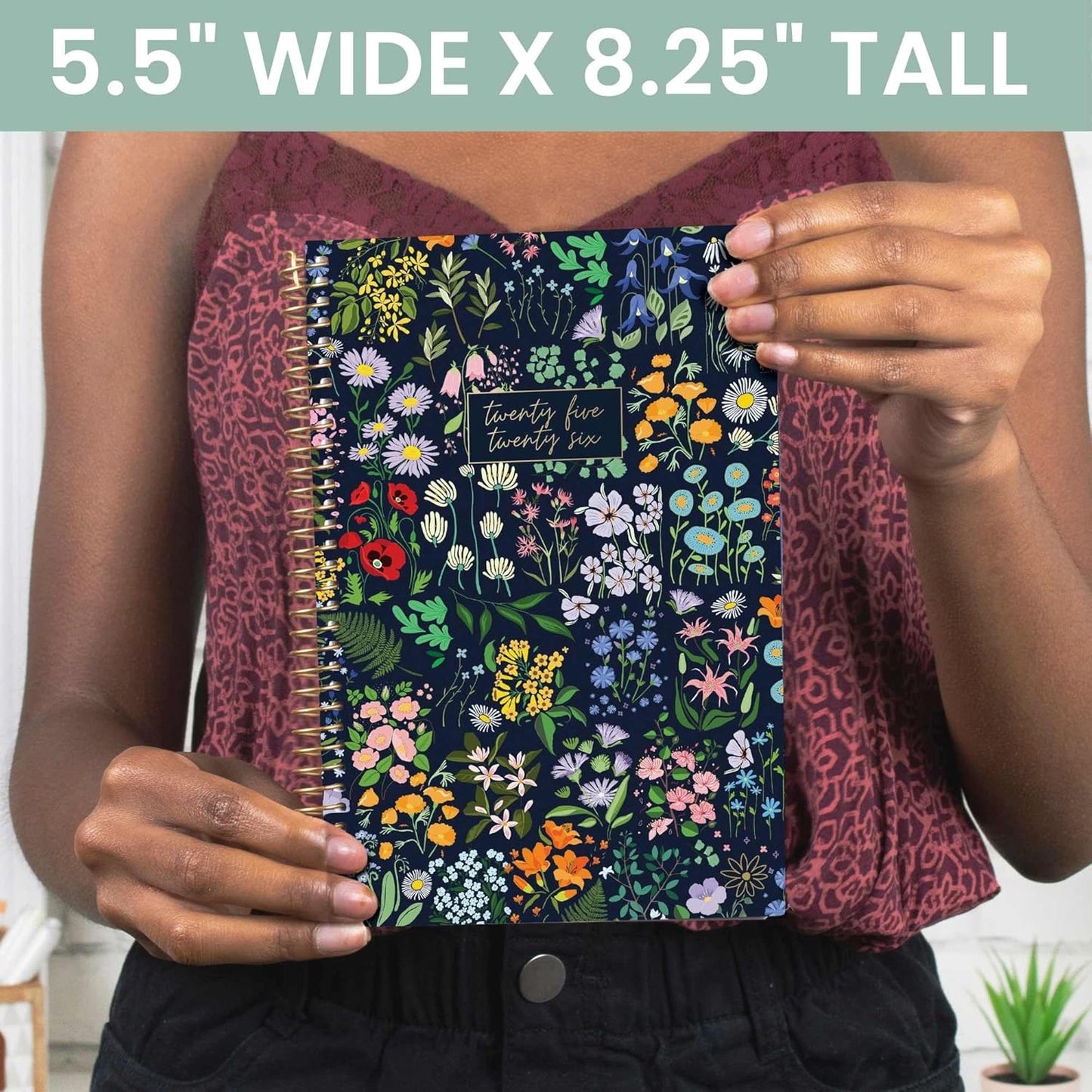 bloom daily planners 2025-2026 Academic Year Daily Planner (July 2025 - July 2026) - A5 Weekly & Monthly Calendar Agenda Organizer Book with Stickers - 5.5" x 8.25" - Garden Party, Navy