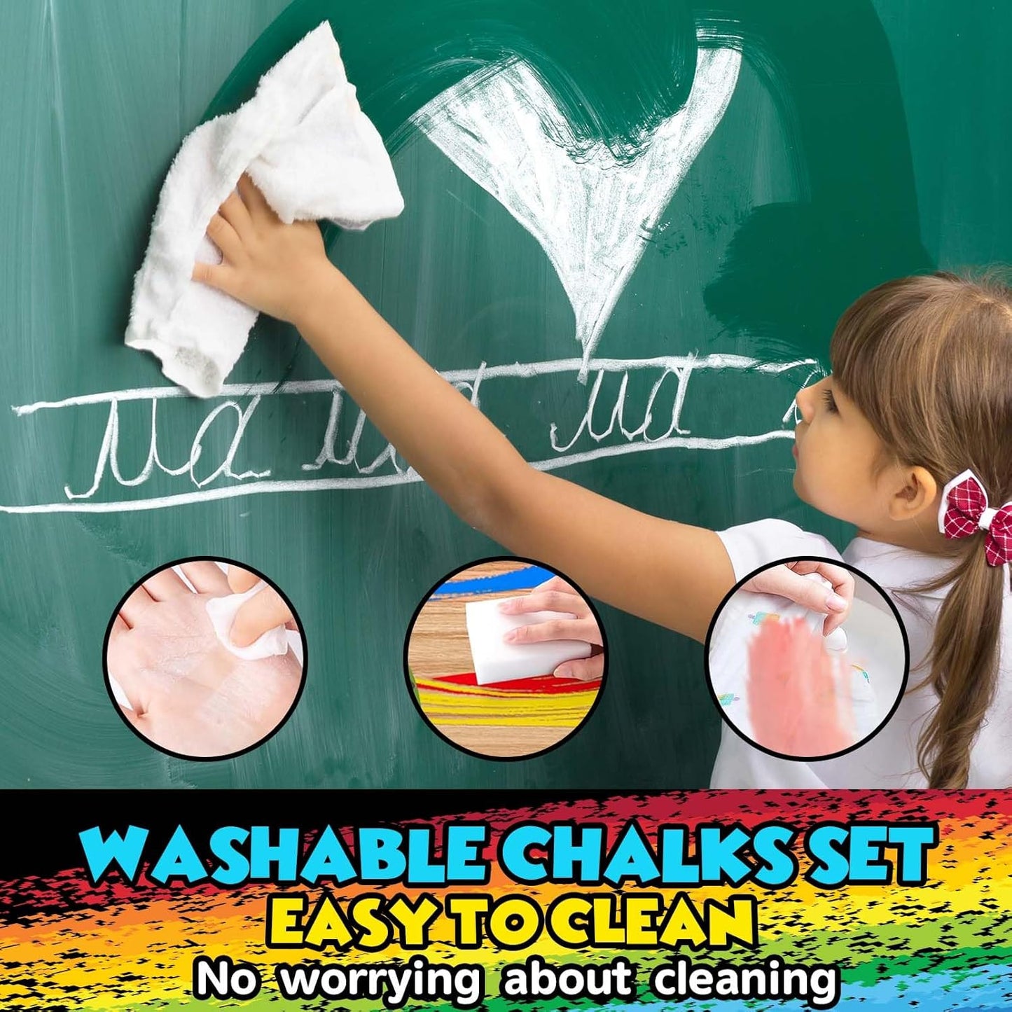 160Pcs Sidewalk Chalk Set in 5 Colors 32 Packs: Washable Jumbo Sidewalk Chalk Bulk for Kids Outdoor Art, Non-Toxic Dustless Giant Box Chalkboard Chalk for Toddler Painting on Blackboard, Party