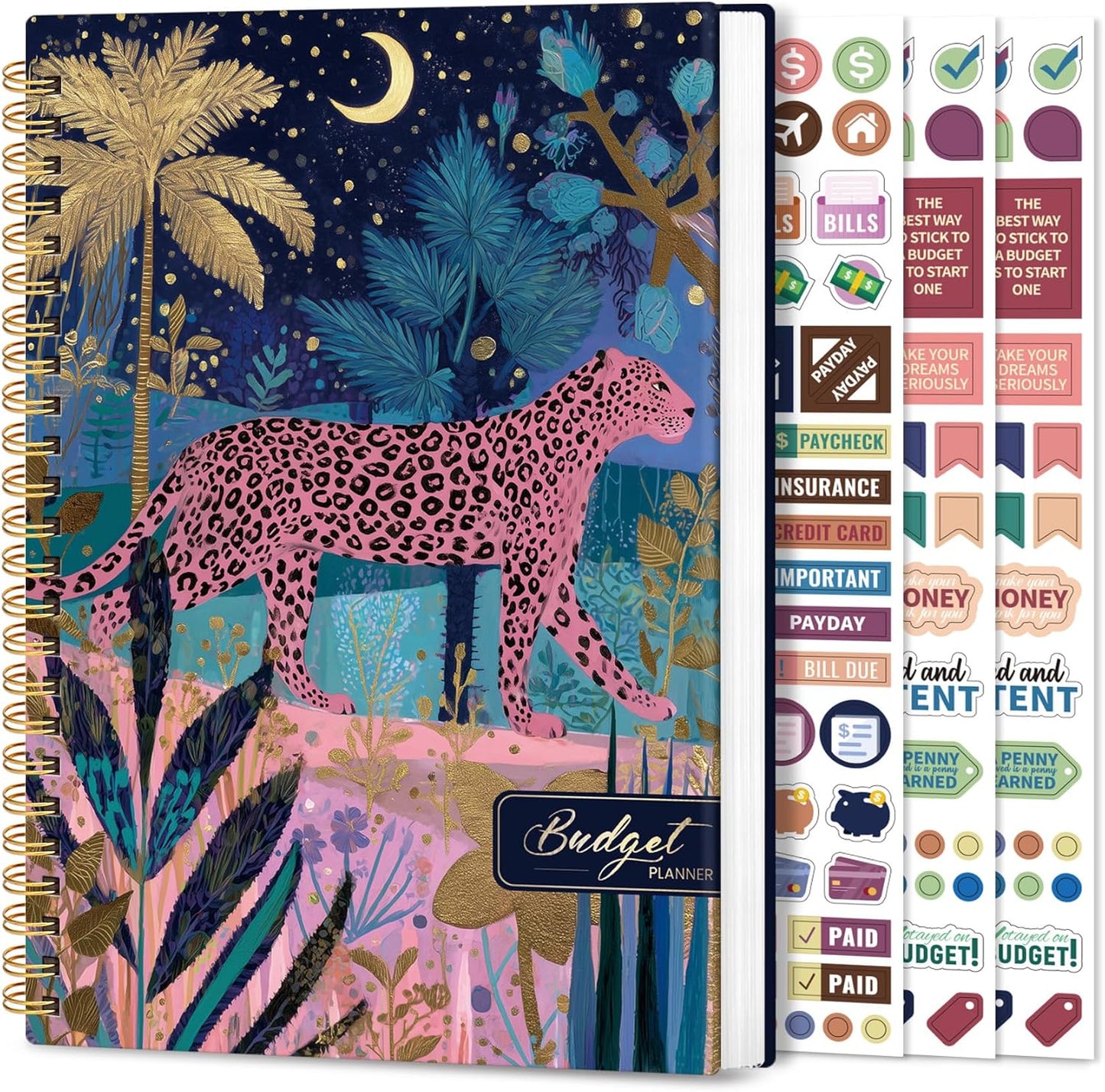 Aesthetic Budget Planner - Monthly Finance Planner with Expense Tracker Notebook, Undated Bill Organizer to Manage Your Finances, Account Book with Colorful Pattern-Midnight Jungle