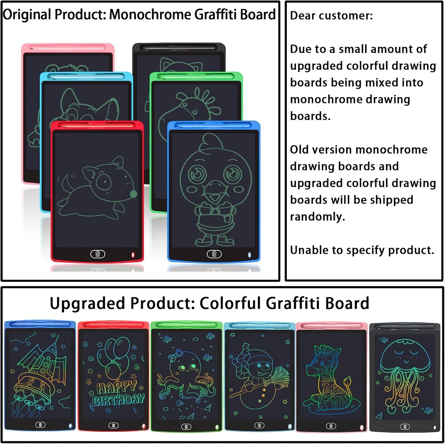 6 Pack LCD Writing Tablets for Kids, 8.5 Inch, Toddler Toys Birthday Gifts for Ages 3-8 Boys Girls, Colorful Doodle Board Drawing Tablet for Learning and Education (Six Colors Available)