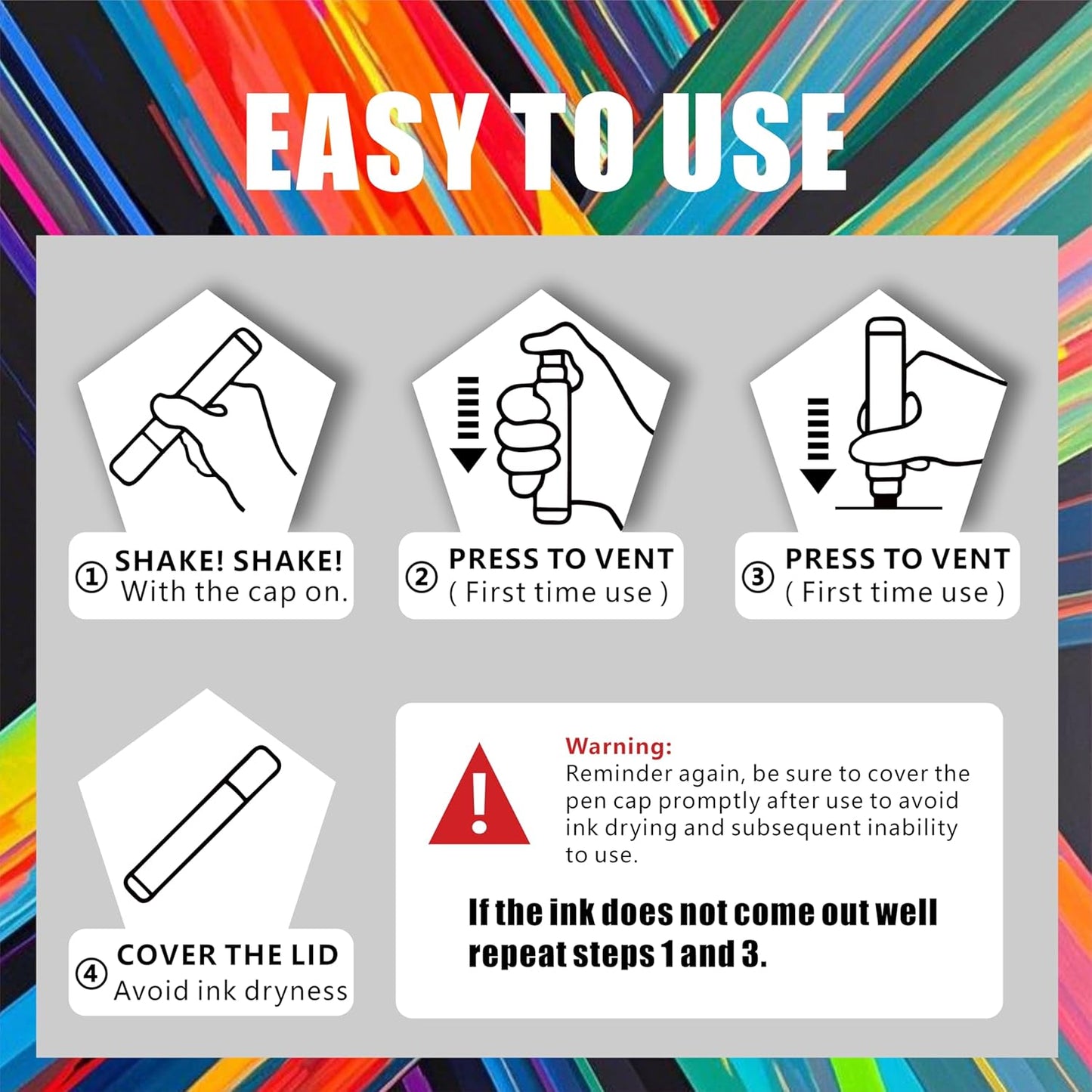 12 Colors Jumbo Markers, 10mm Jumbo Felt Tip, Acrylic Paint Pens Markers for Rock Painting, Poster, Stone, Ceramic, Glass, Wood, Canvas