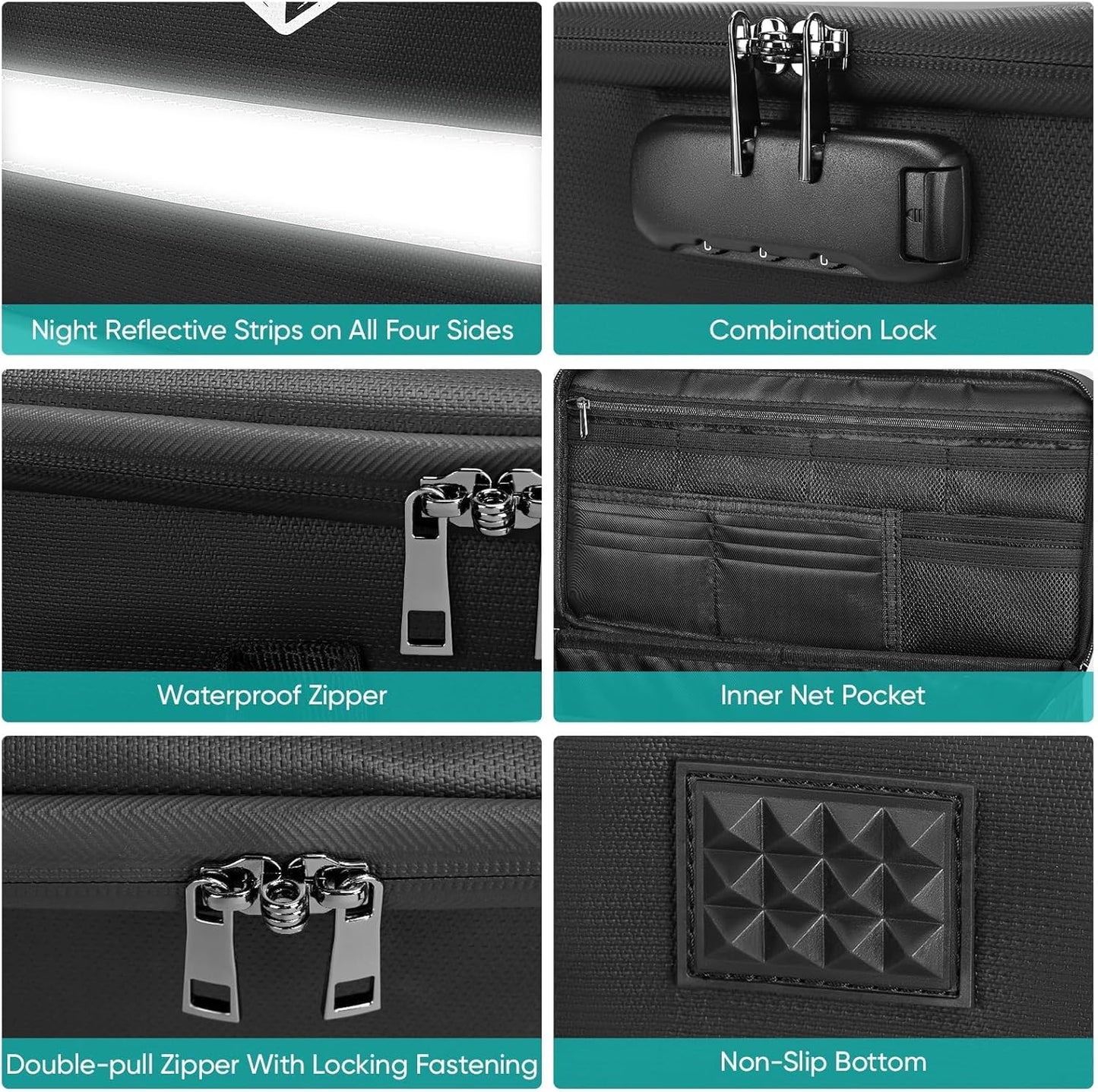 BALEINE Fireproof Document Box with Lock, Portable Fireproof Document Bag Waterproof Fire Proof File Boxes for Documents, File Organizer Box for Important Paperwork (Black, 12.5''x10.5''x6'')