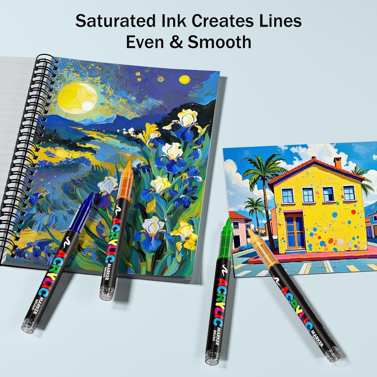 JRQ 240 Colors Acrylic Paint Markers, Brush Tip Acrylic Paint Pens for Wood Rock Glass Canvas Stone Fabric Glass Metal Ceramic Canvas DIY Crafts Art Supplies Kids Gifts