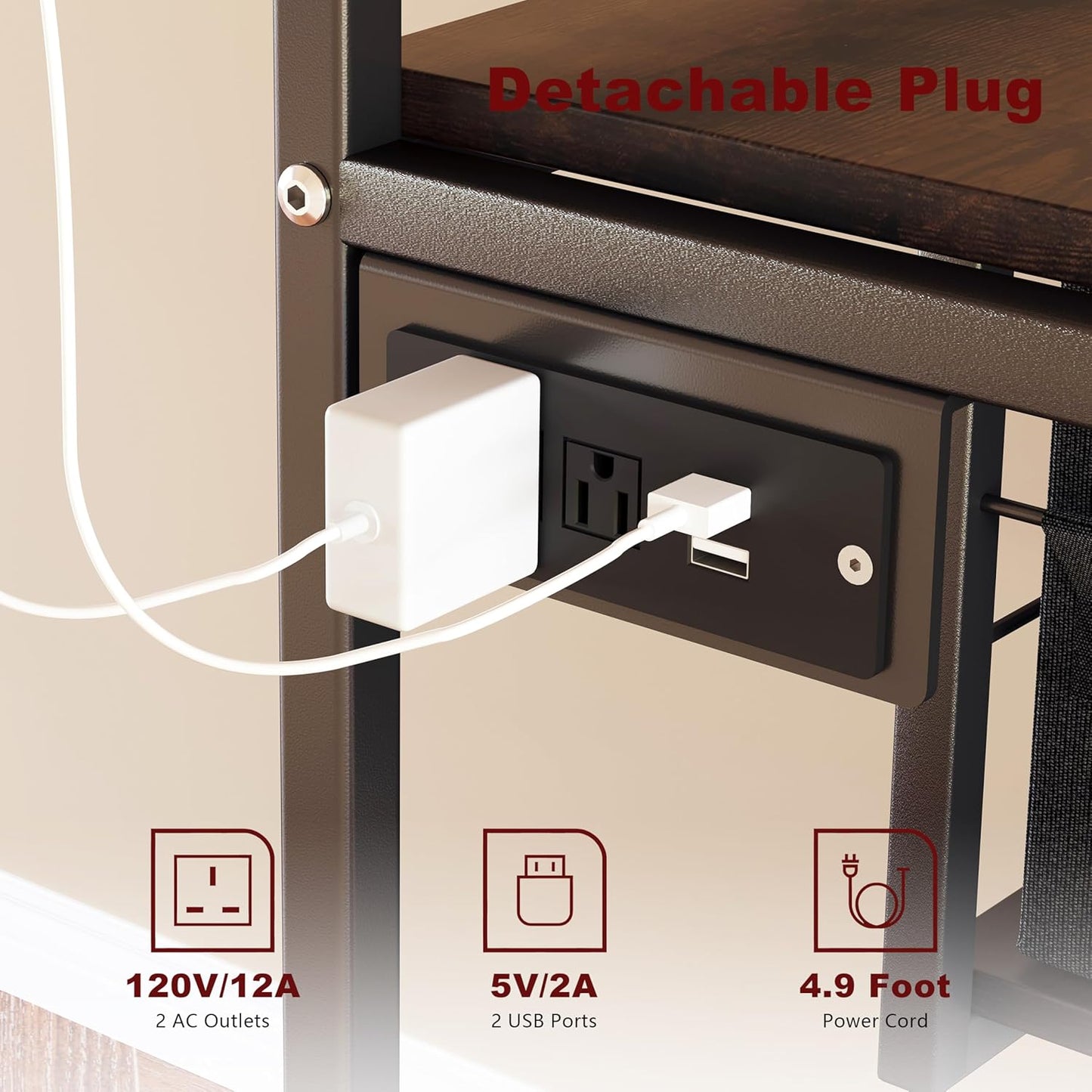 3 Tier Heavy Duty Printer Stand with Storage, Computer Tower Stand with Industrial Wheels & Drawer, Large Mobile Printer Table for Home Office Organization (Rustic Brown)