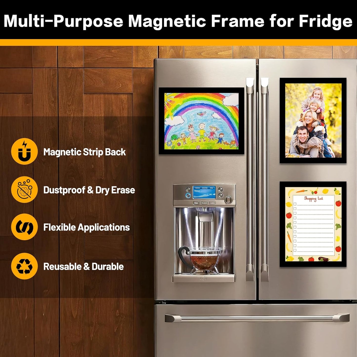 5Pack Magnetic Frames for Refrigerator - 8.5 x 11 Magnetic Sign Holder, Magnetic Paper Holder Document Holder for Fridge, Metal, Whiteboard Surface - Magnetic Picture Frame Poster Frame