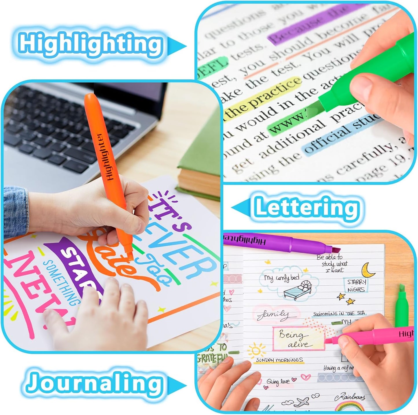 Highlighters, Chisel Tip Dry-Quickly Highlighter Markers, 108 Count-6 Assorted Colors Highlighters Bulk Pack for Adult Kids, Office Classroom Must Have, School Supplies for Teachers